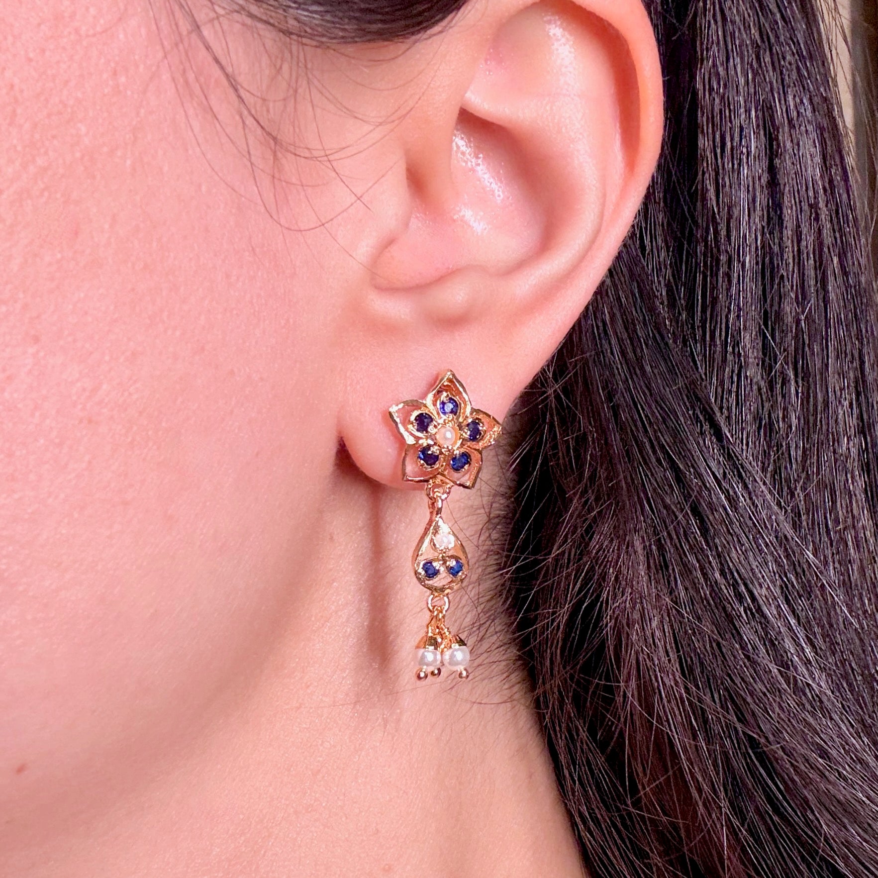 Small Dainty Jadau Earrings | Immitation Jewelry Online BER 069