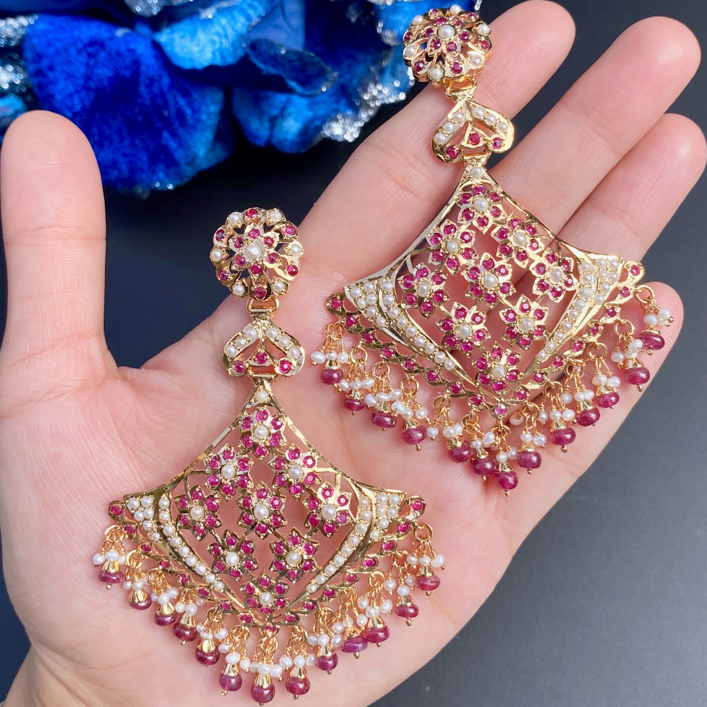 gold plated ruby necklace set