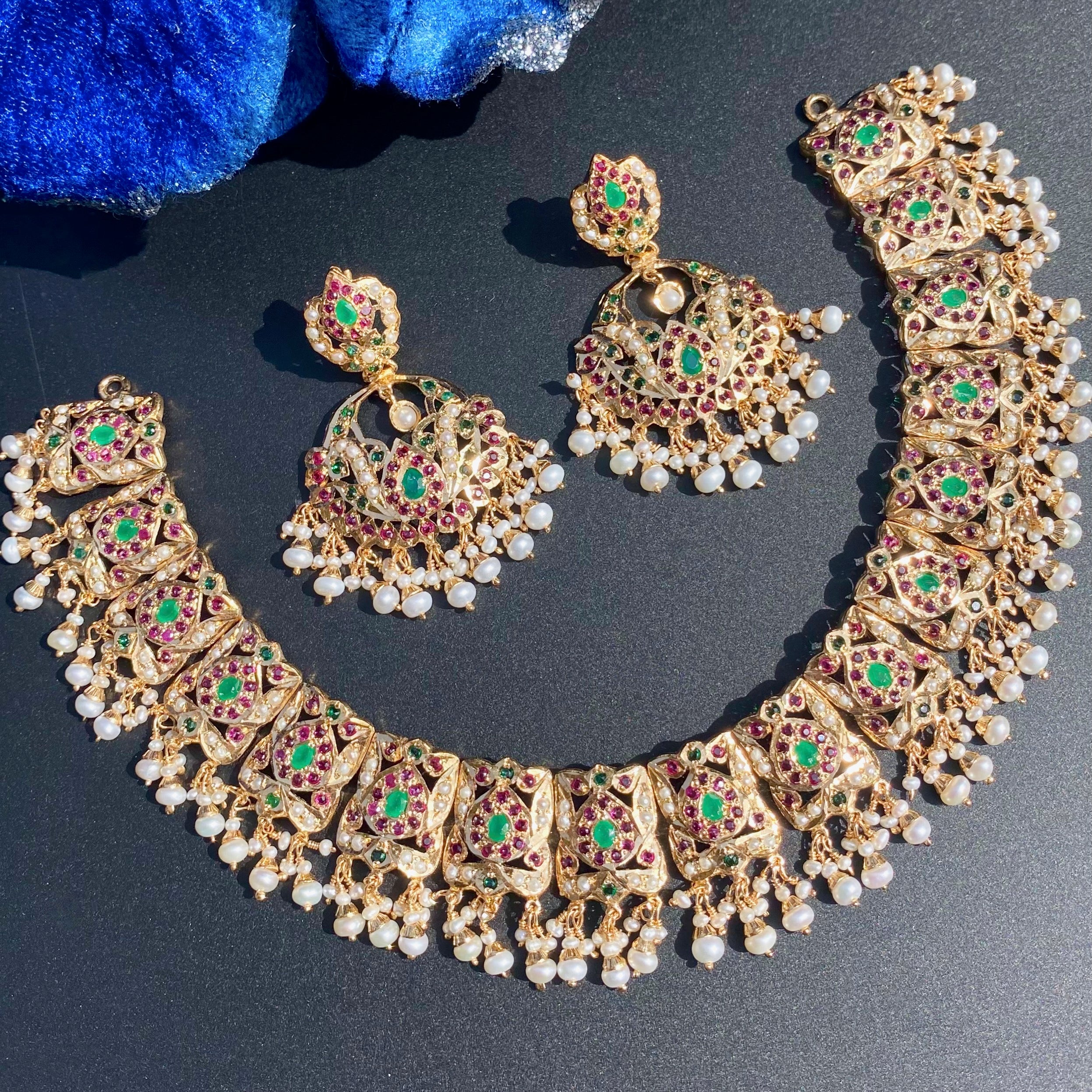 gold plated hyderabadi jadau set