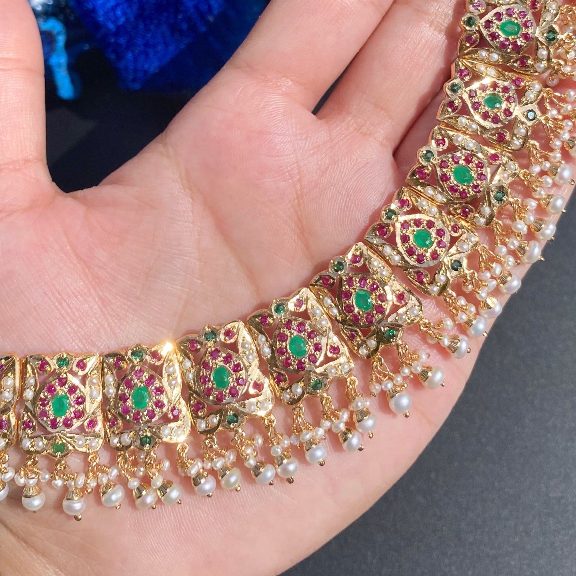 gold plated hyderabadi jadau set