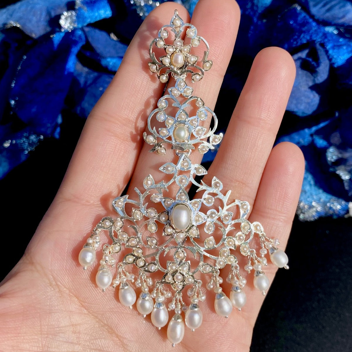 long pearl statement earrings