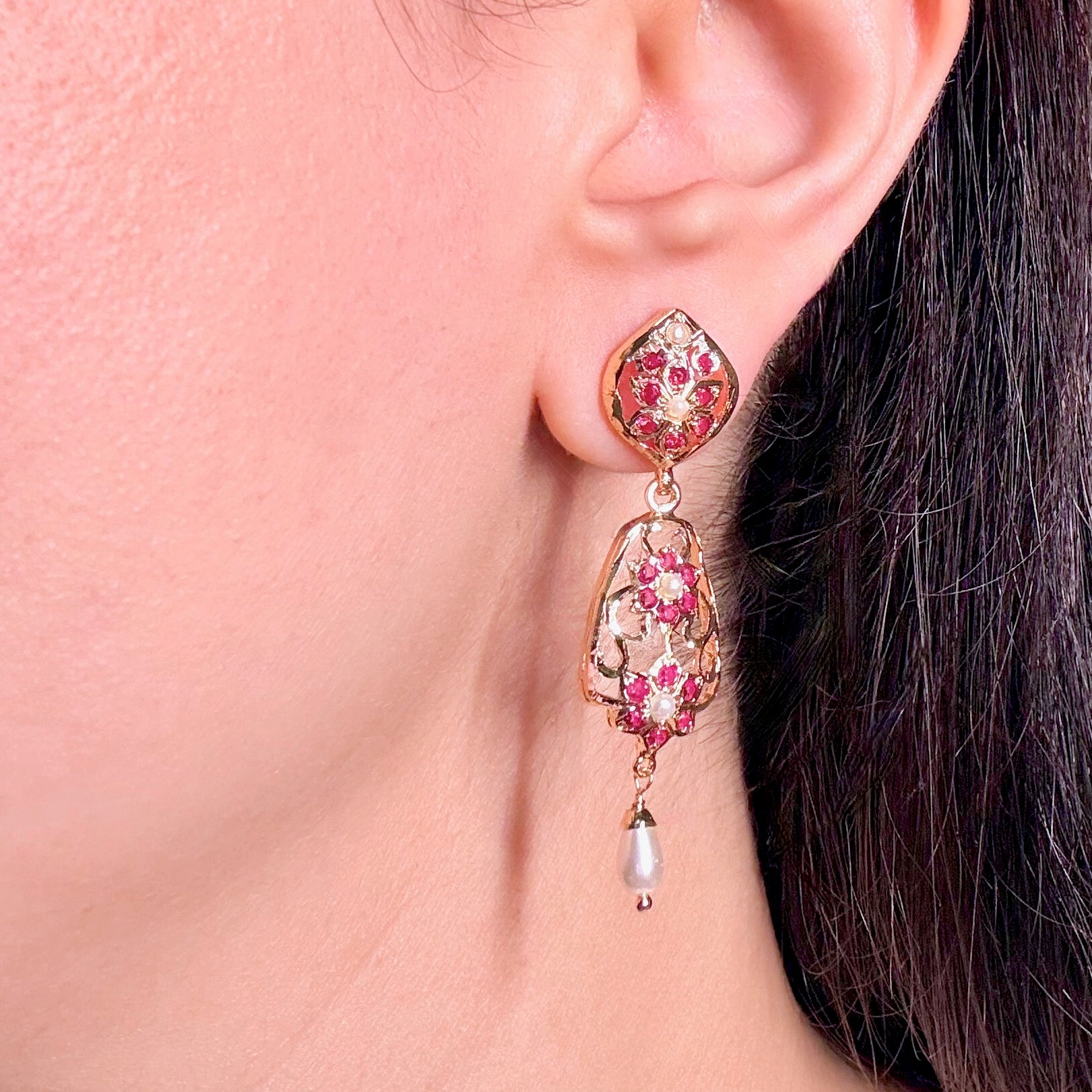 Gold Plated Punjabi Jadau Earrings | Premium Artificial Jewelry  BER 083
