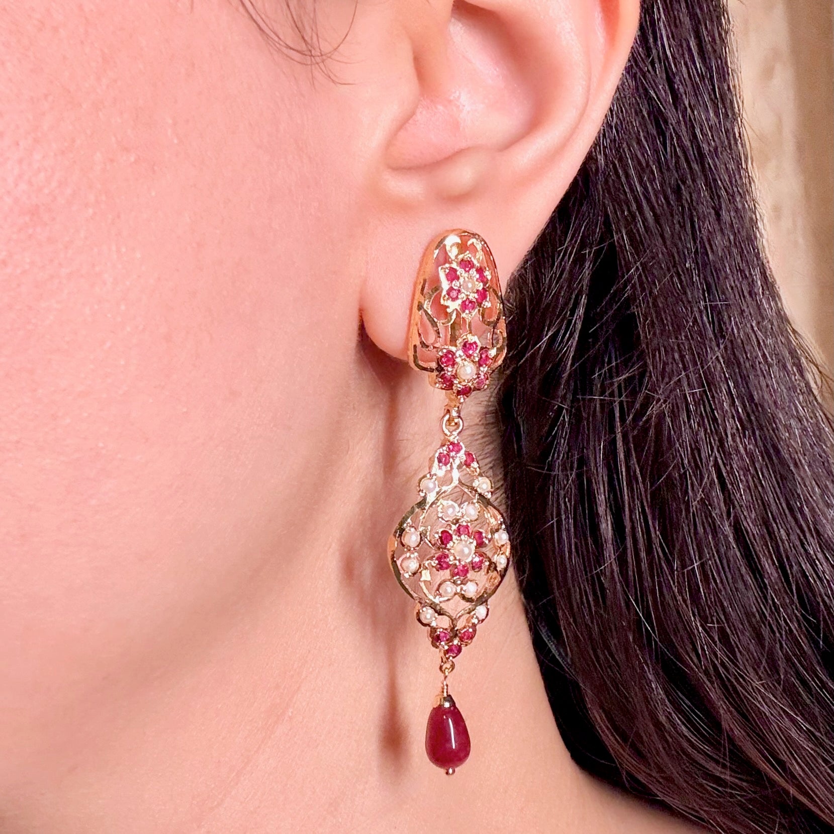 Gold Plated Jadau Danglers | Low Cost Artificial Jewelry BER 077
