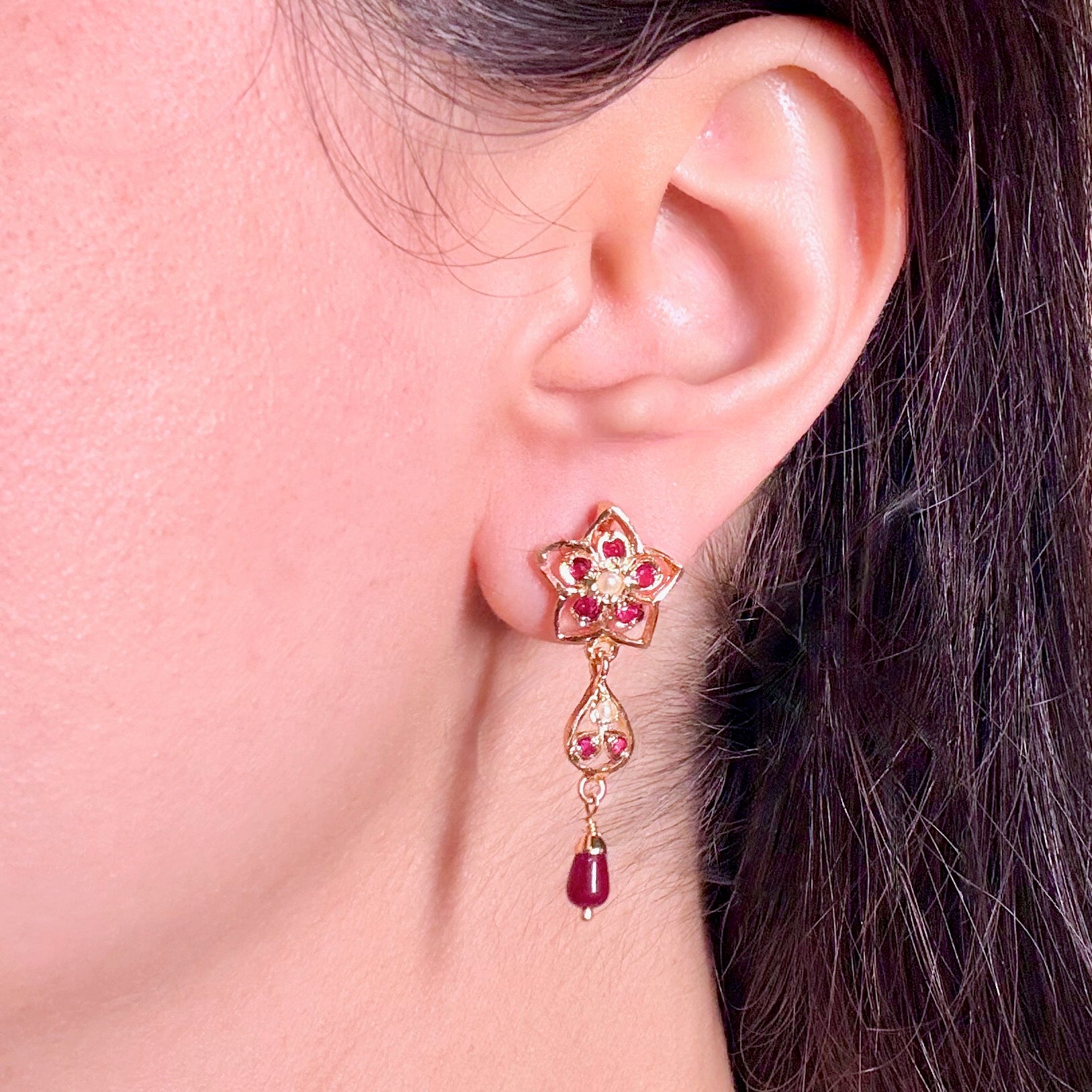 Gold Coated Jadau Earrings | Premium Artificial Jewelry BER 082