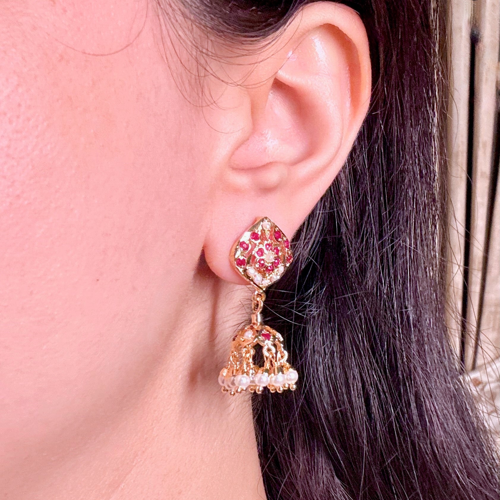 Gold Plated Jhumka Earrings | Premium Artificial Jewelry Online BER 089