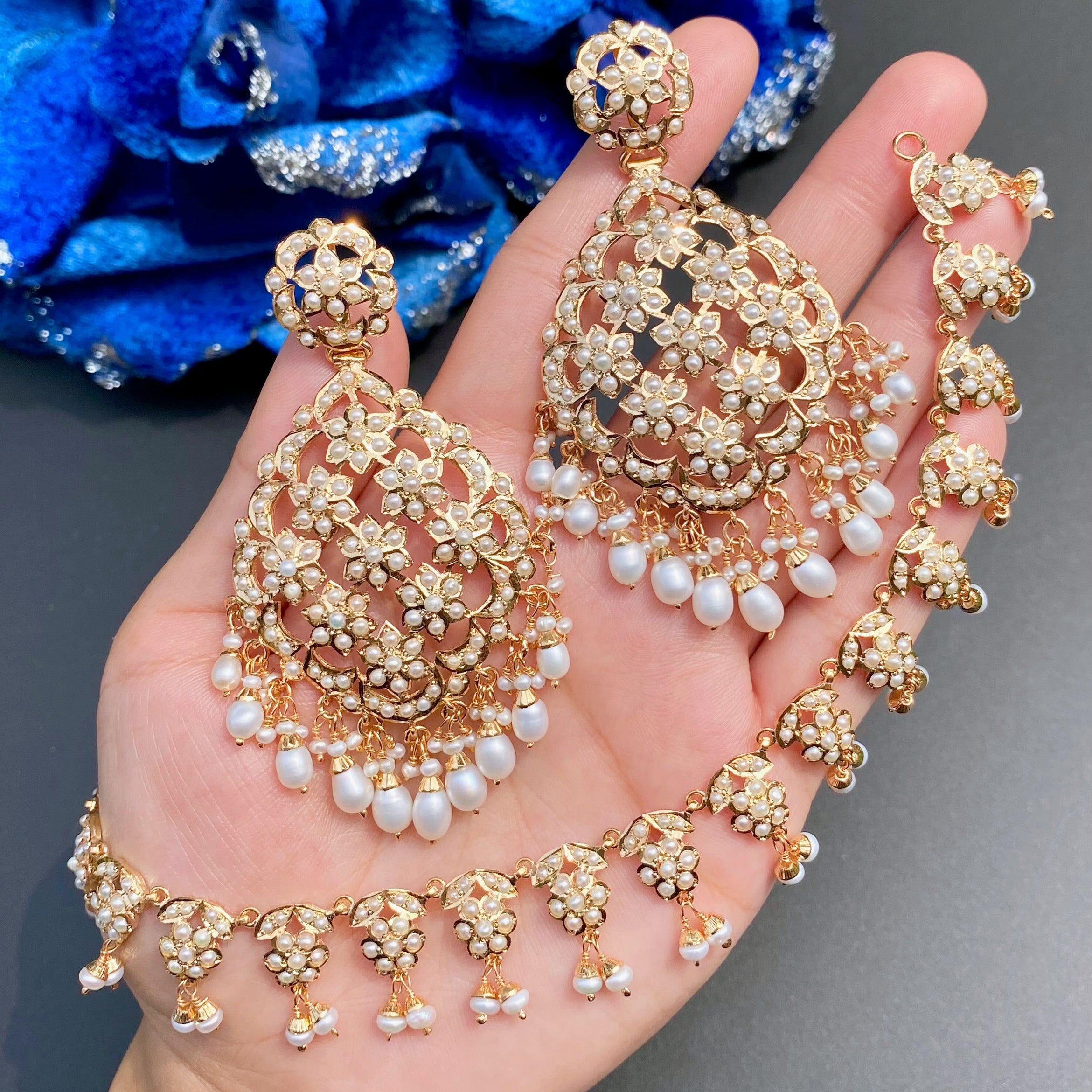 real pearl necklace and earrings set