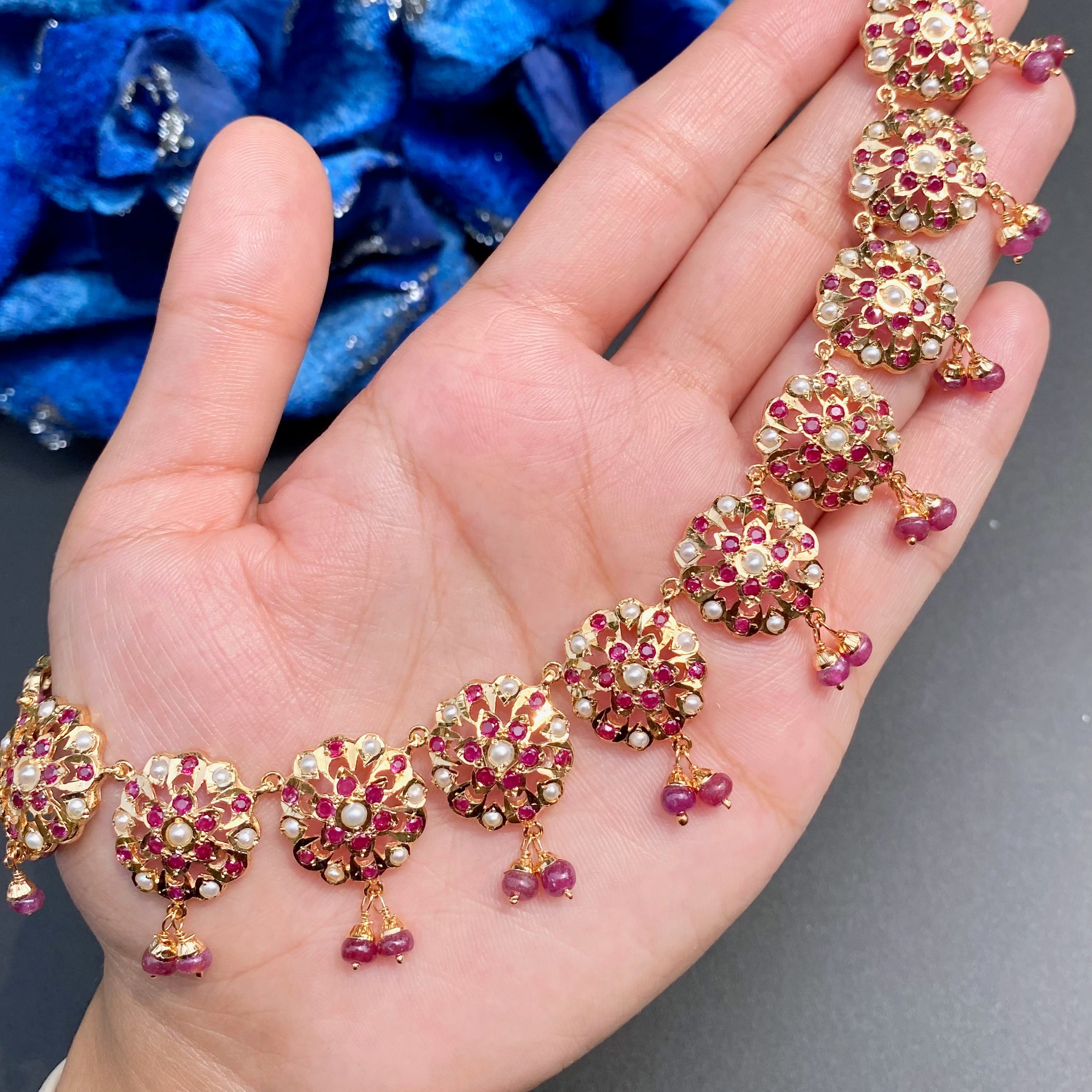 jadau ruby pearl necklace set