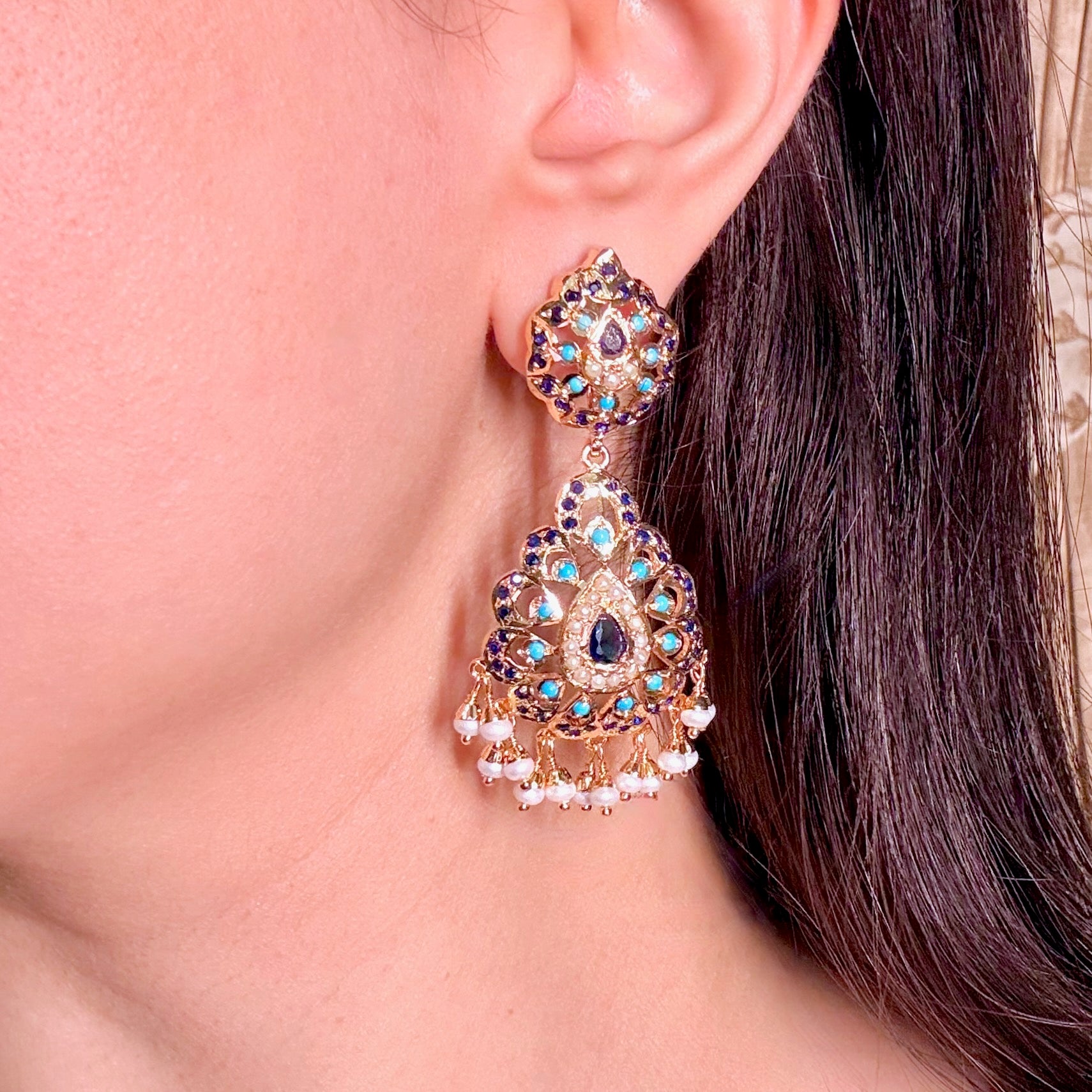 Gold Plated Jadau Dangler Earrings | Artificial Jewelry BER 130