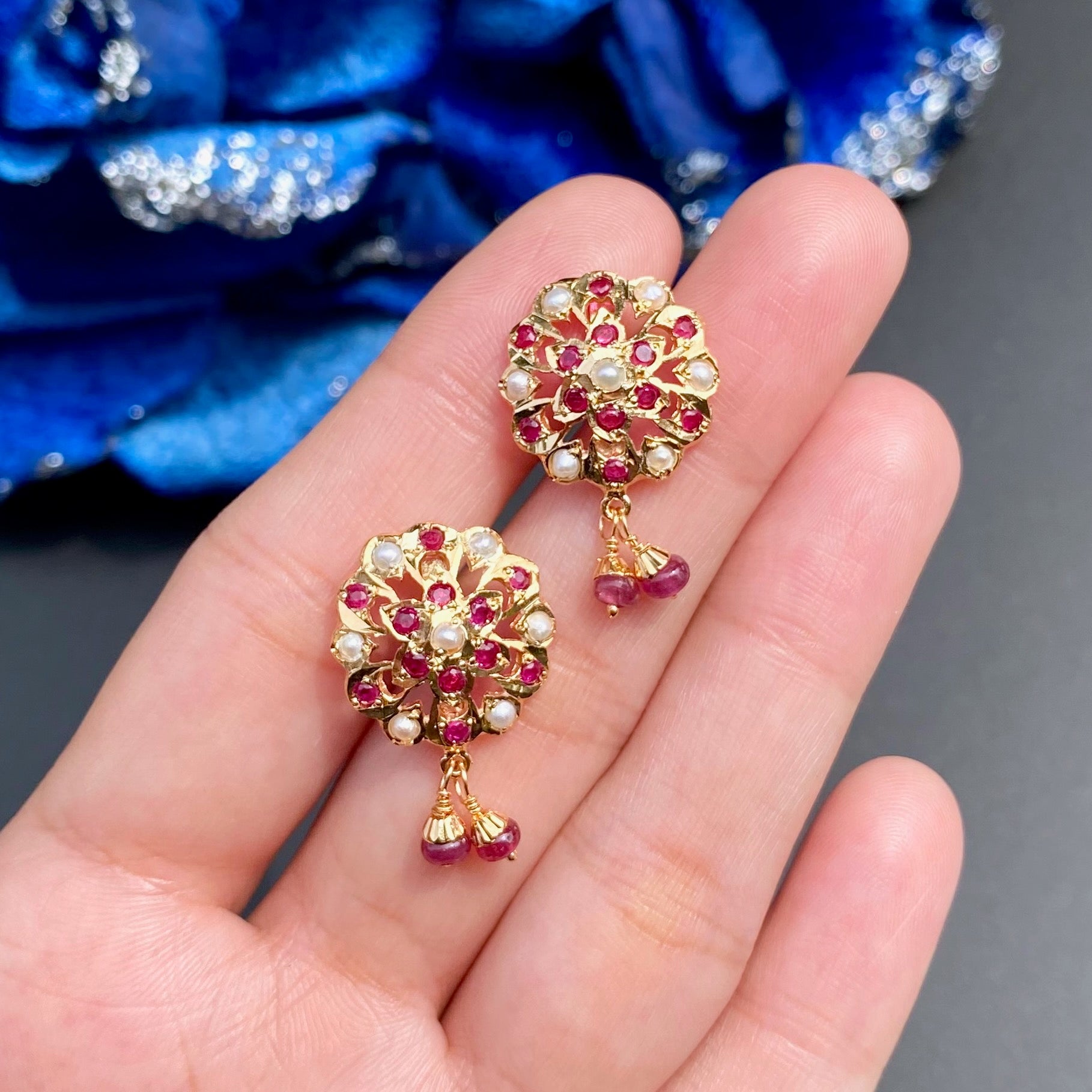 jadau ruby pearl necklace set