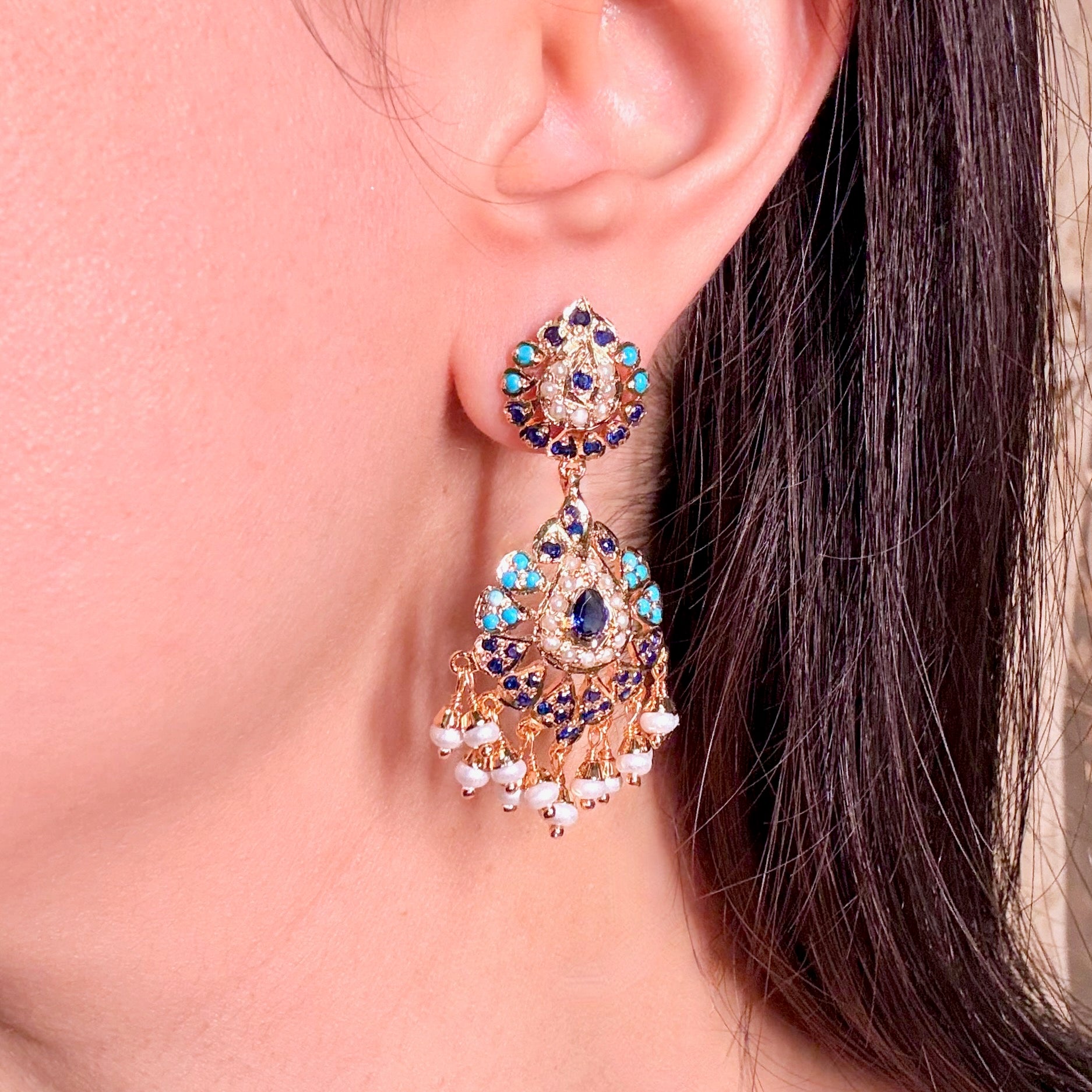 Gold Plated Jadau Dangler Earrings | Artificial Jewelry BER 126