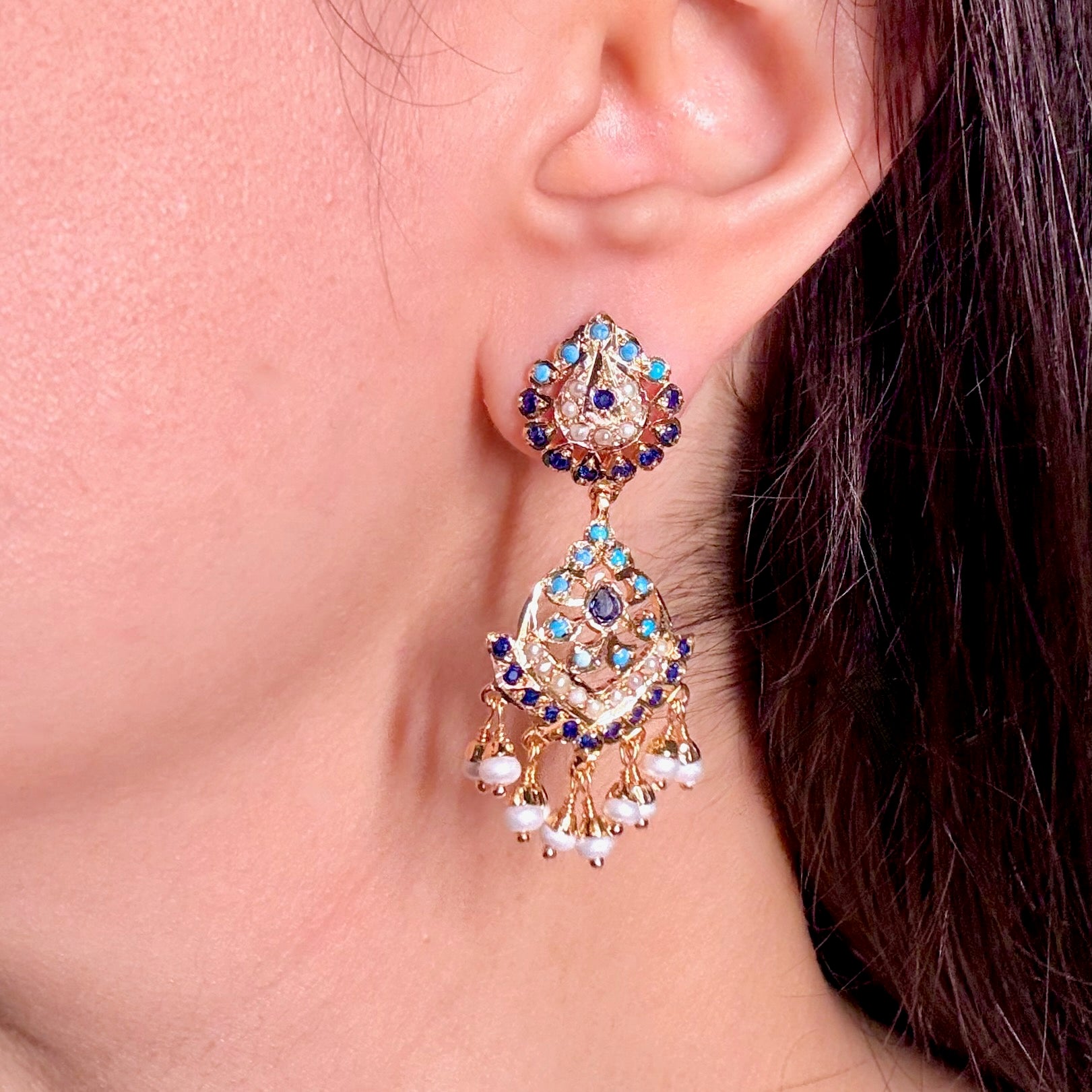 Gold Plated Jadau Dangler Earrings | Artificial Jewelry BER 122