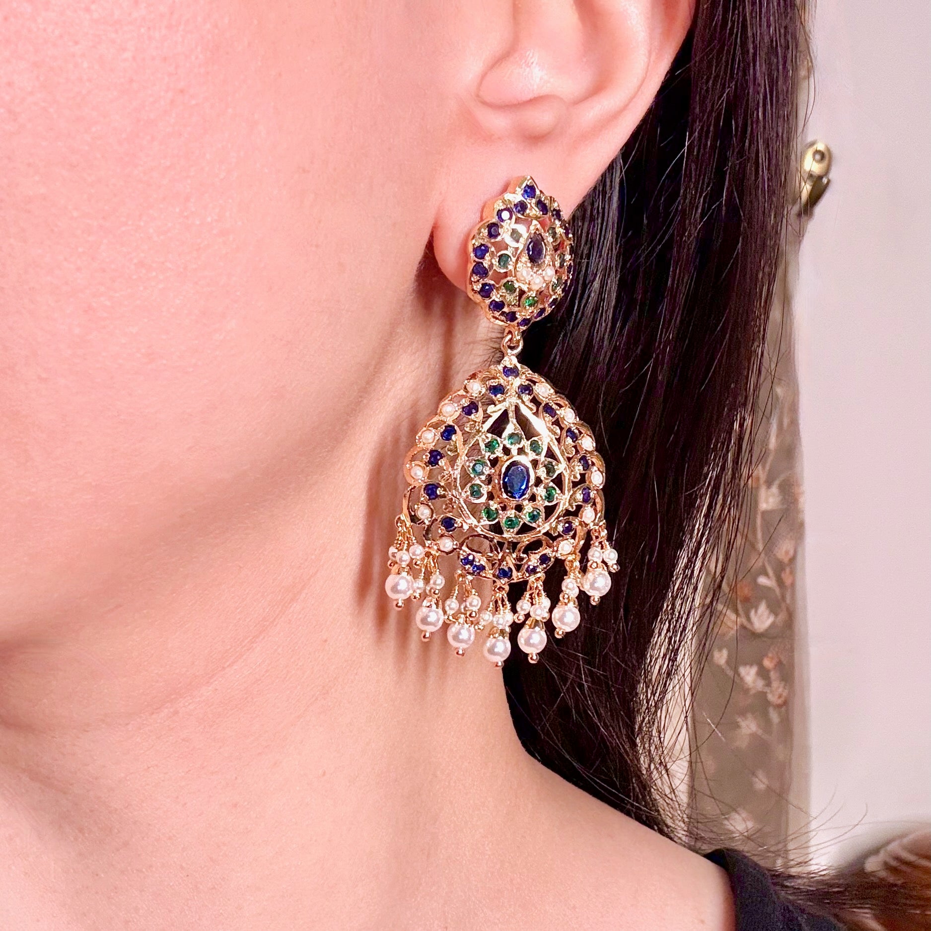 Gold Plated Jadau Dangler Earrings | Artificial Jewelry BER 119
