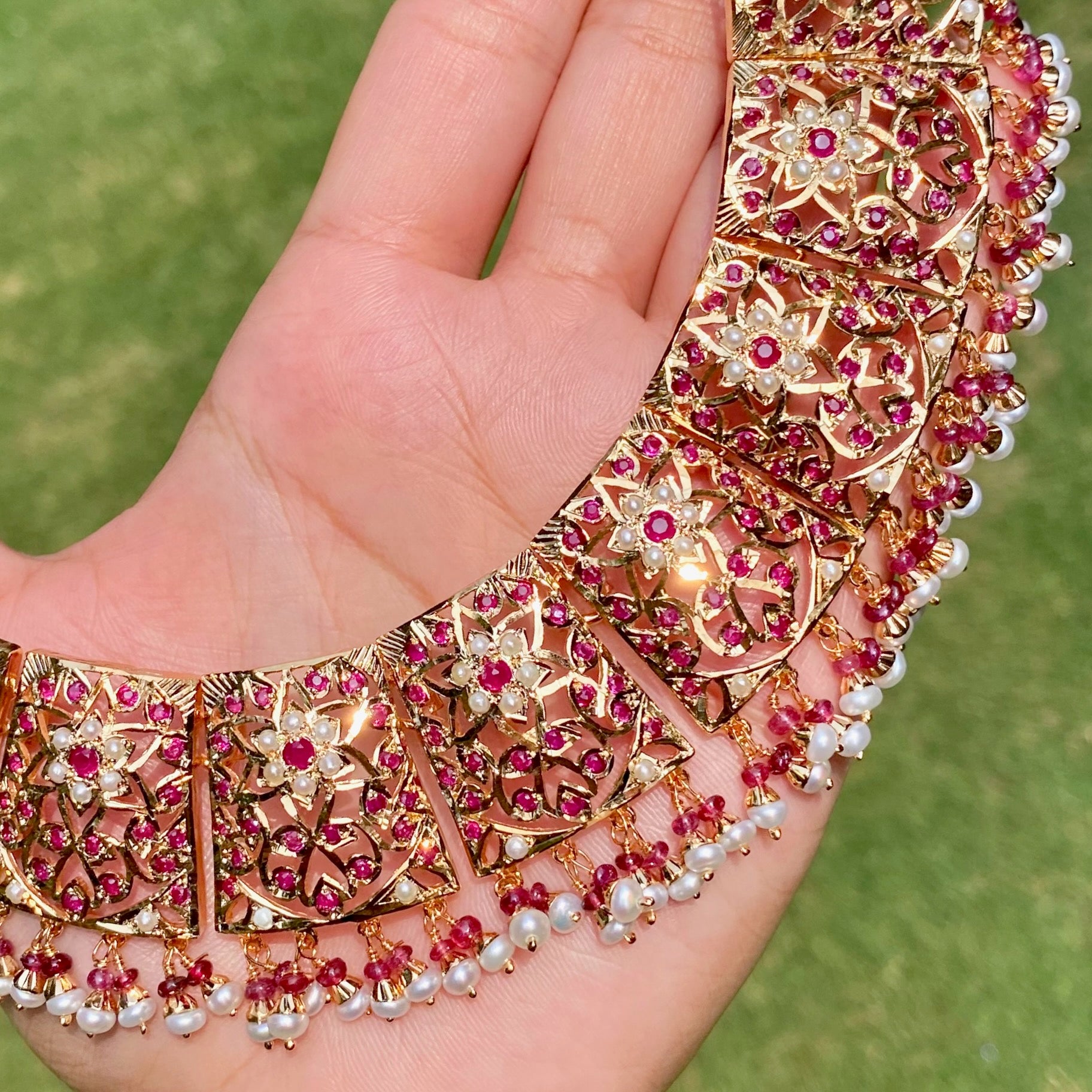 broad jadau guluband necklace set