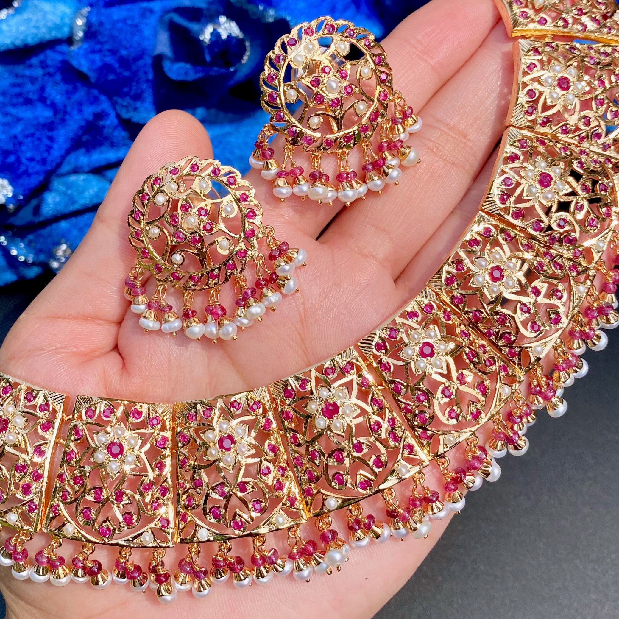 broad jadau guluband necklace set