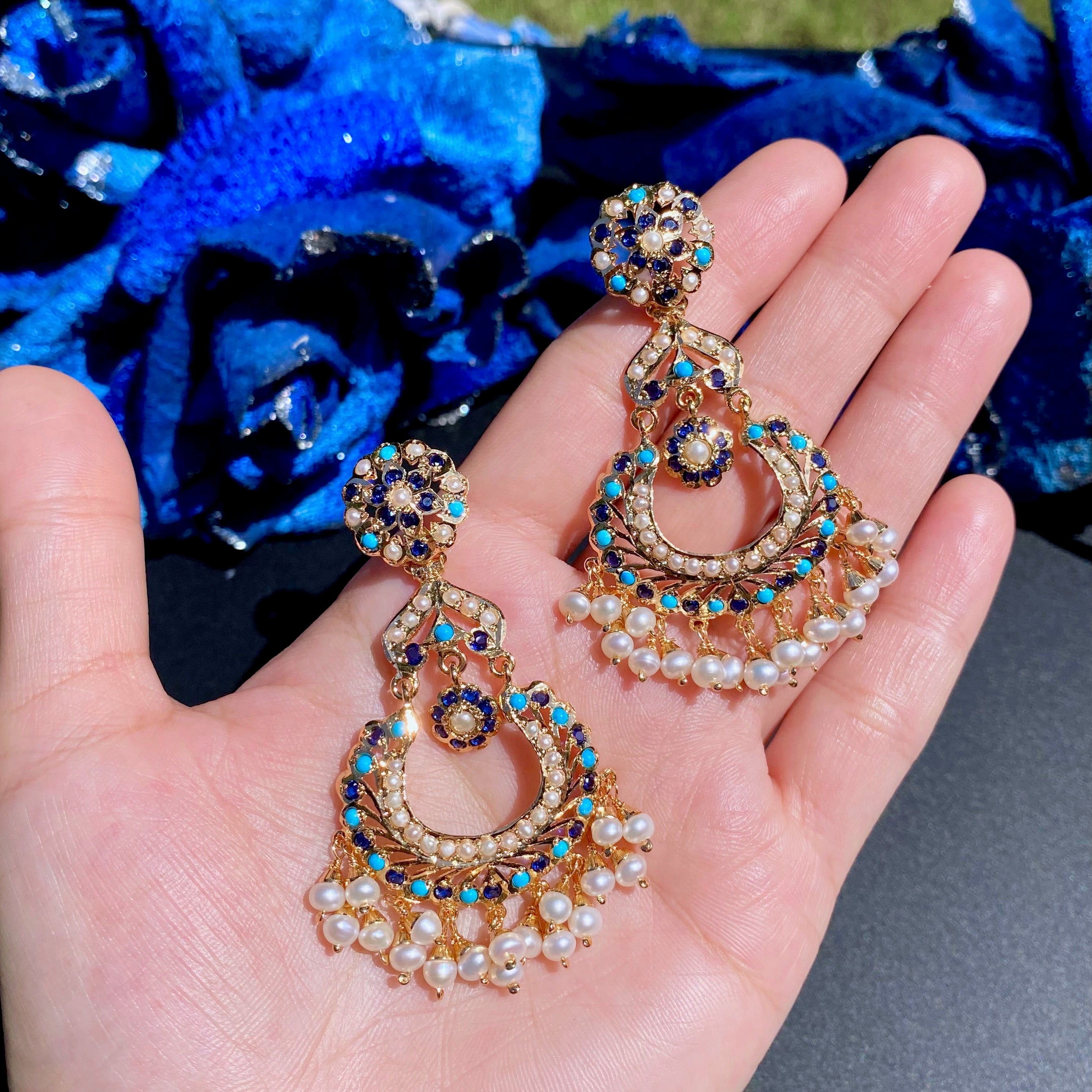 Long Chandbali Earrings for Women | Unique Color Combination | Gold Plated on Silver Base ER 629