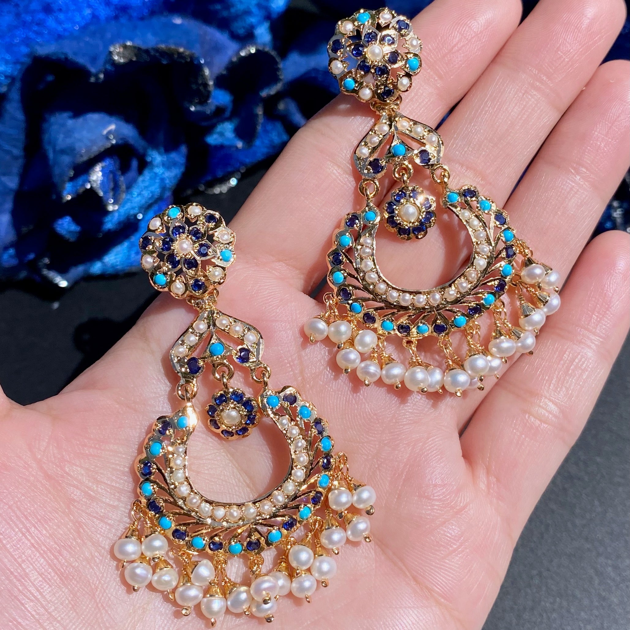 Long Chandbali Earrings for Women | Unique Color Combination | Gold Plated on Silver Base ER 629