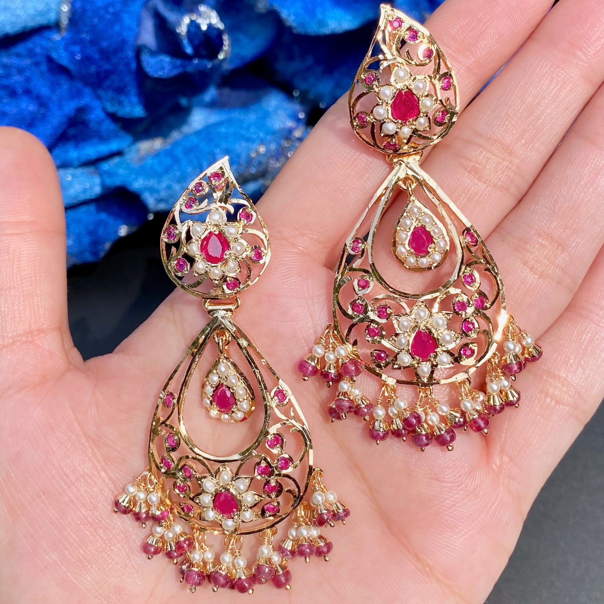pearl ruby necklace set