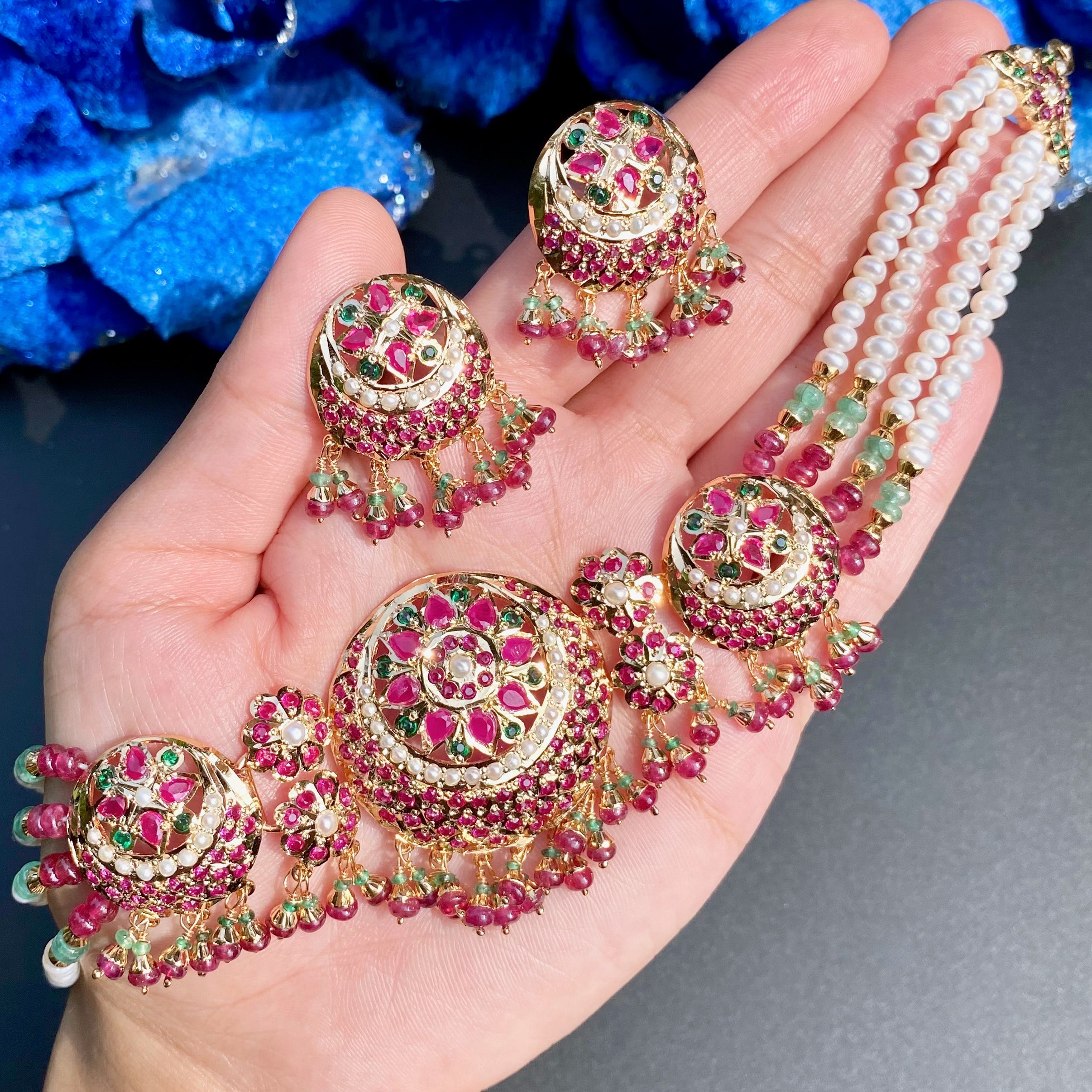 gold plated jadau choker