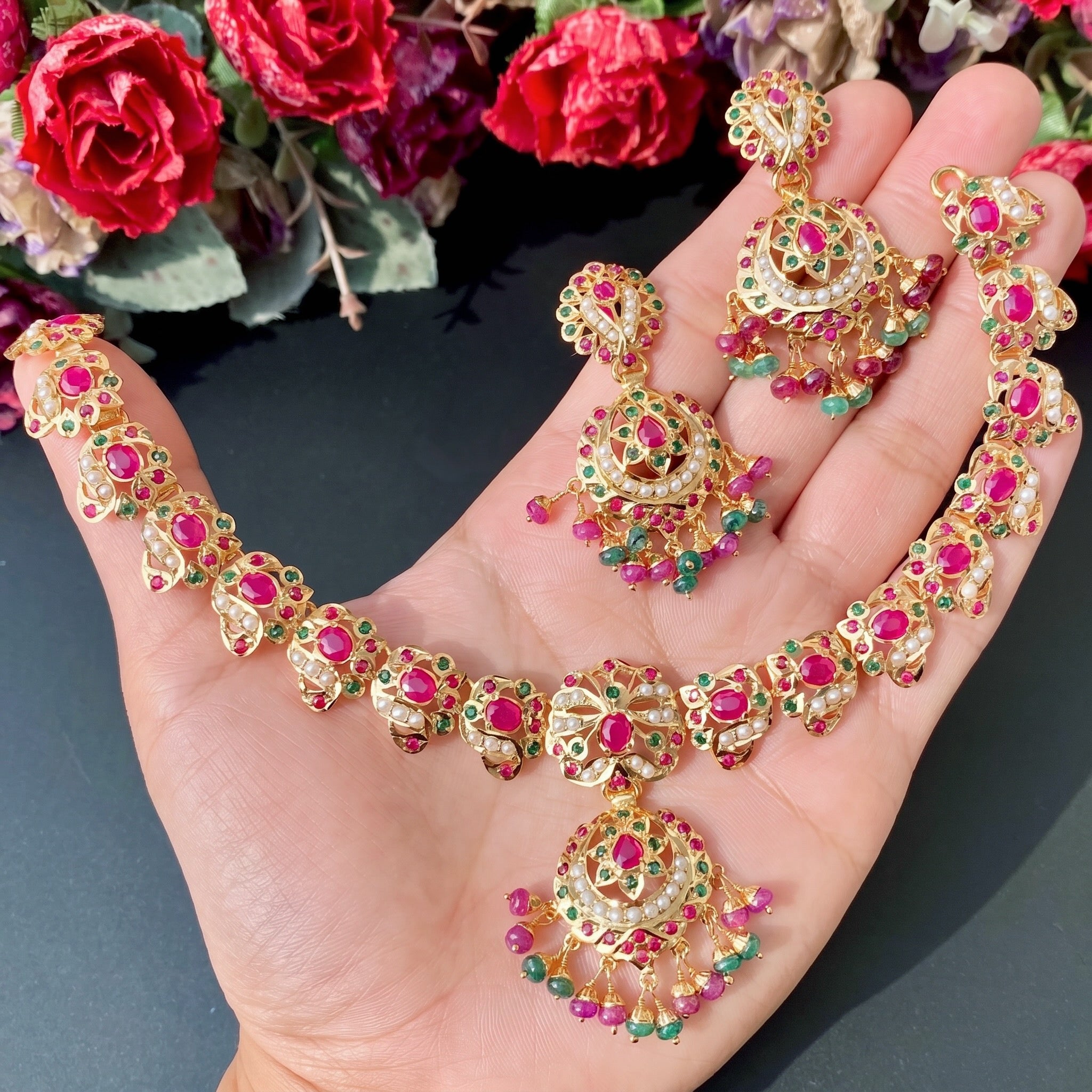 stone studded necklace