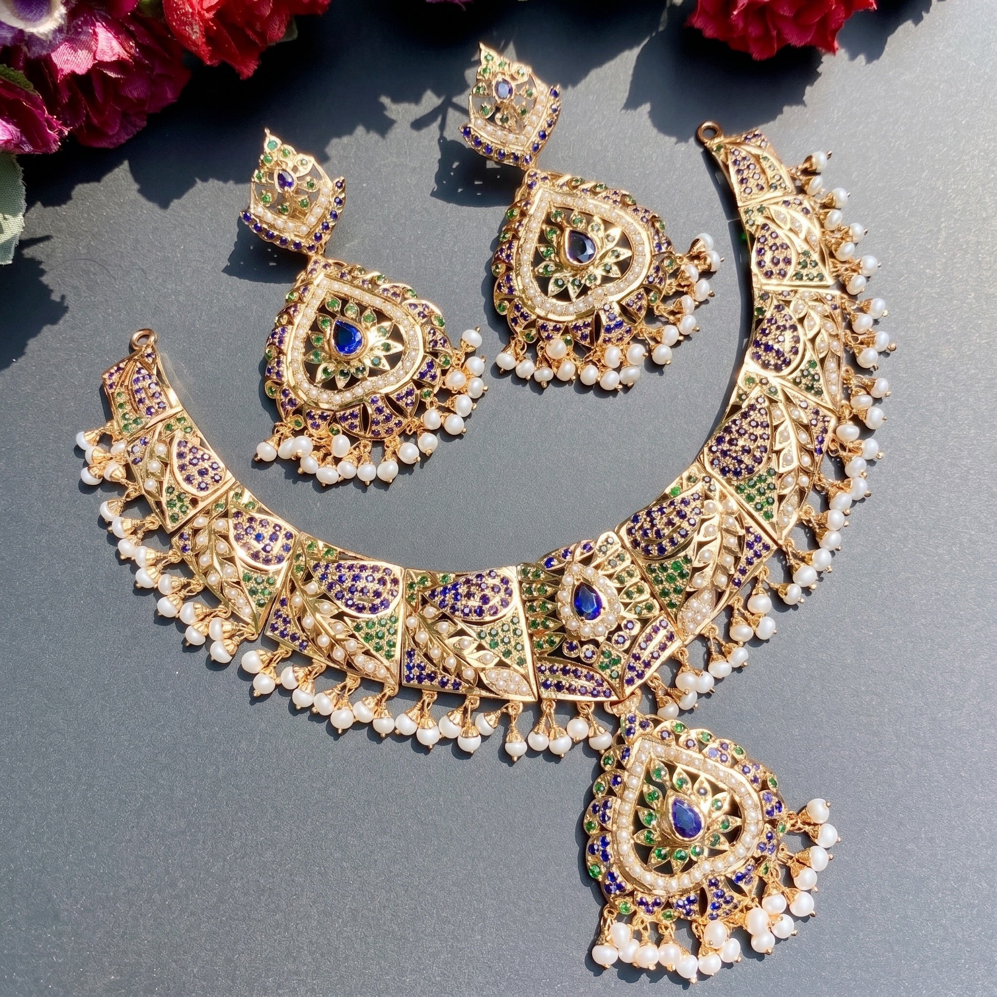 bridal wear set in sapphire colors