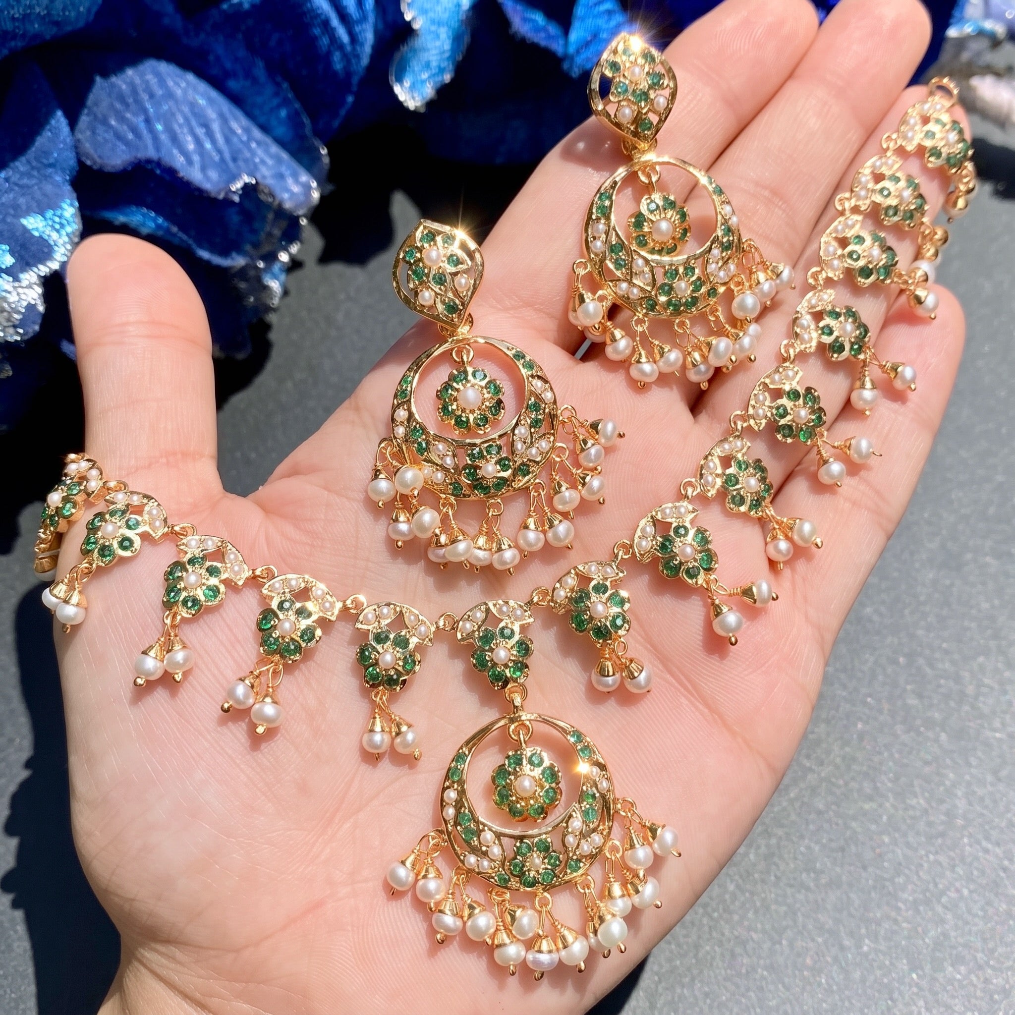 emerald necklace set jadau