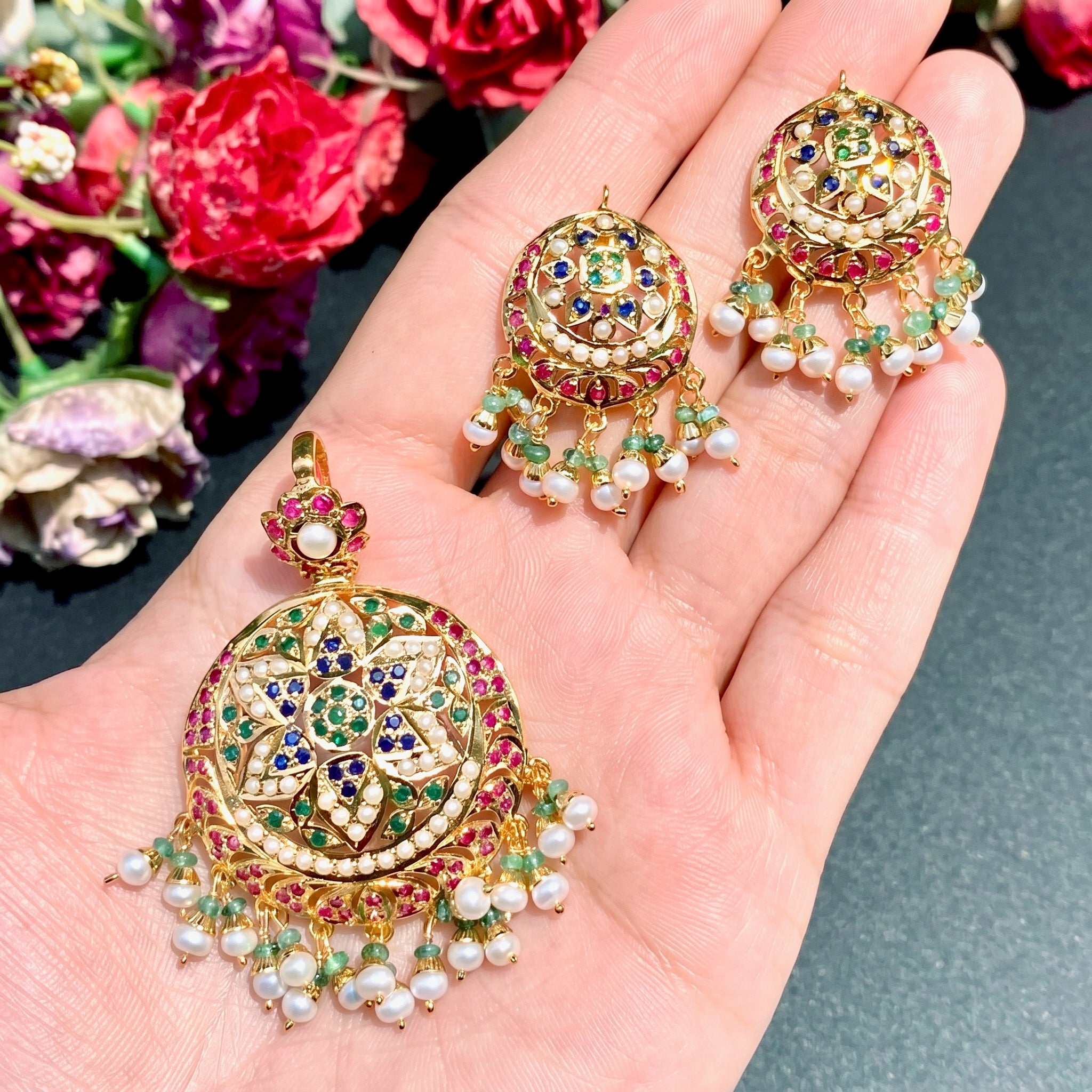 jadau pendant set with gold plating in california