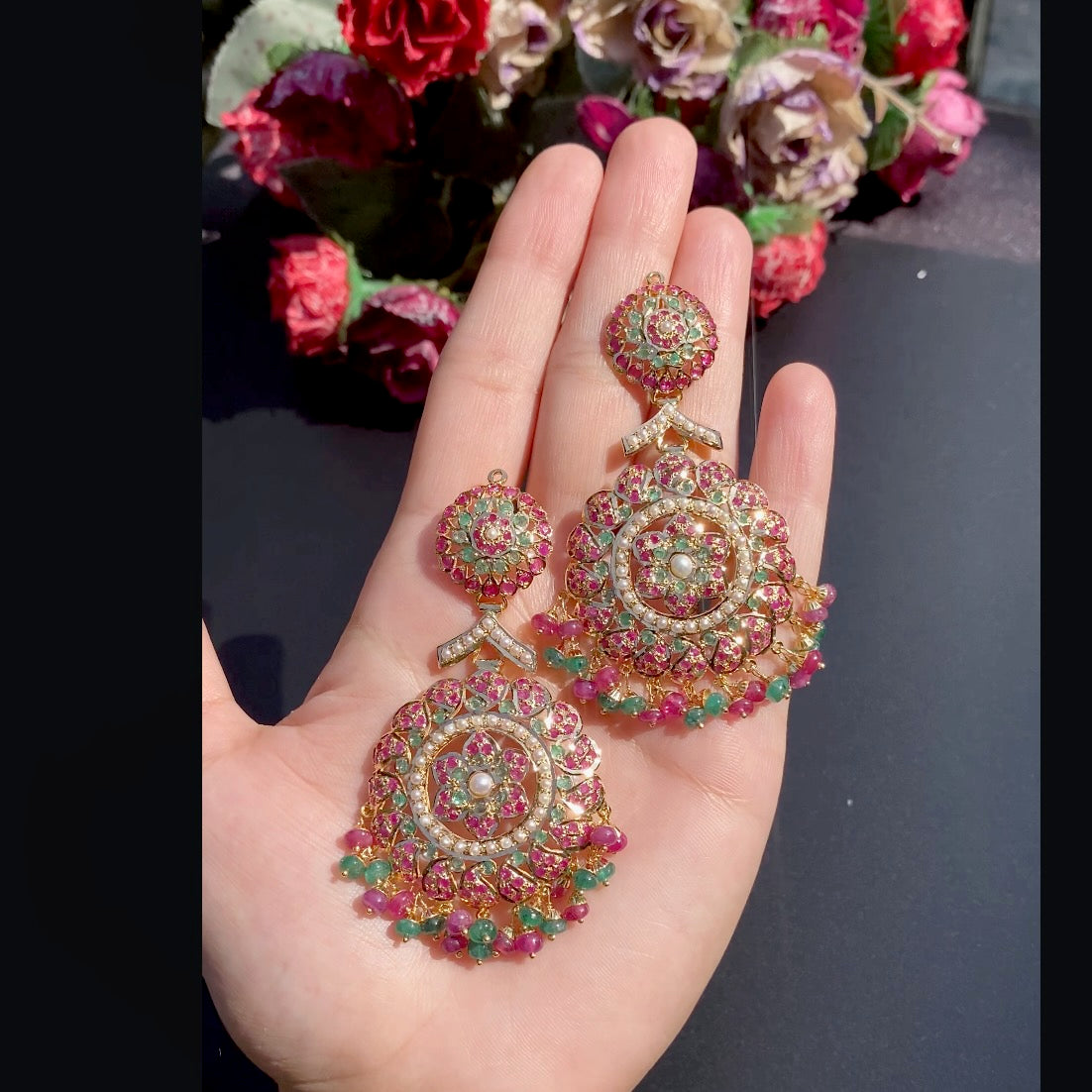 Regal Intricate Gold earrings for bride under 200,000