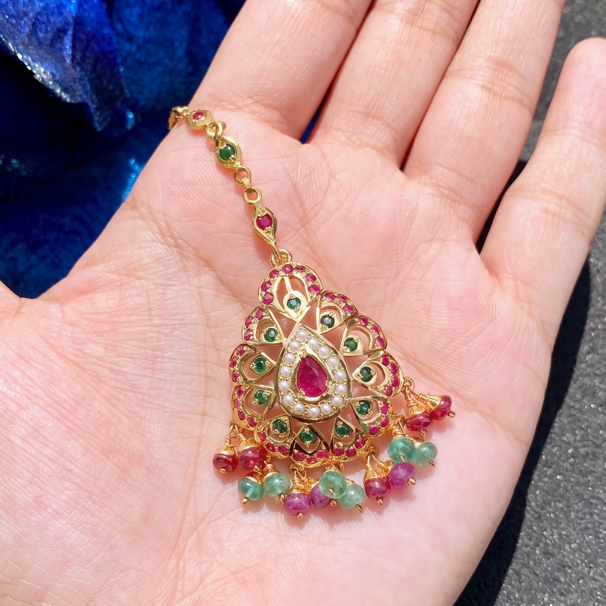 gold plated jadau tikka