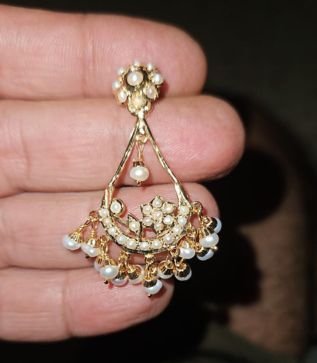 Pearl Floral Drop Earrings | Gold Plated on 925 Silver ER 771