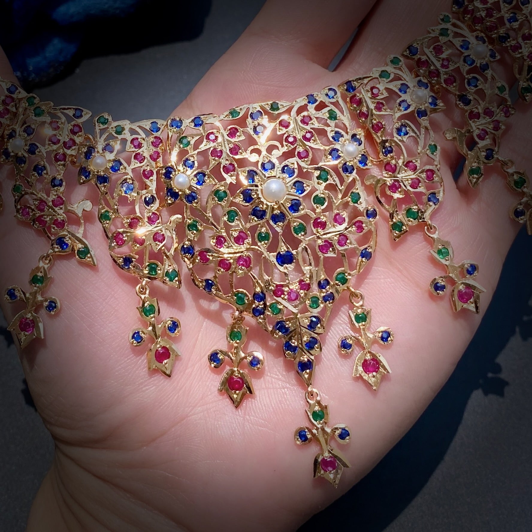 Antique Design Necklace Set | Gold Plated on Silver | Old World Charm NS 387