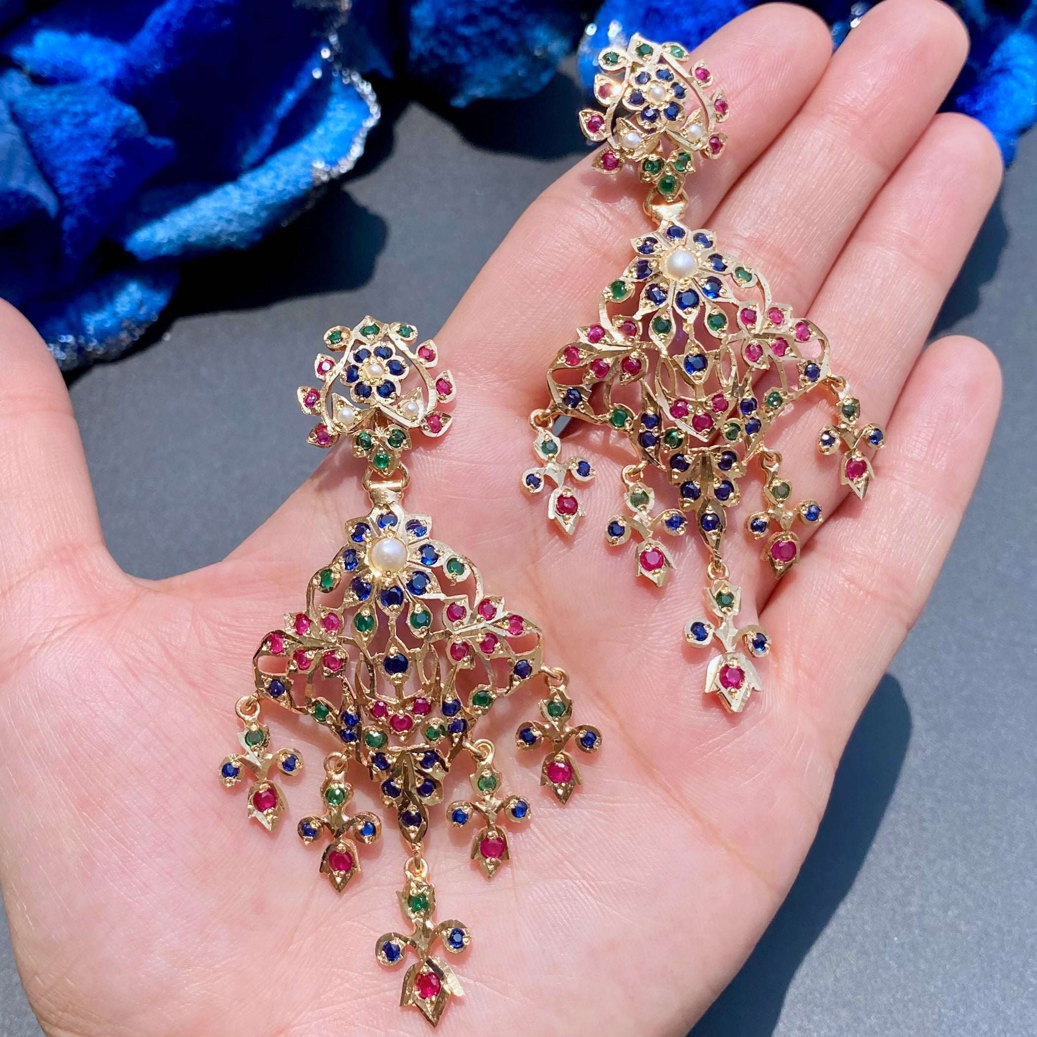 Antique Design Necklace Set | Gold Plated on Silver | Old World Charm NS 387