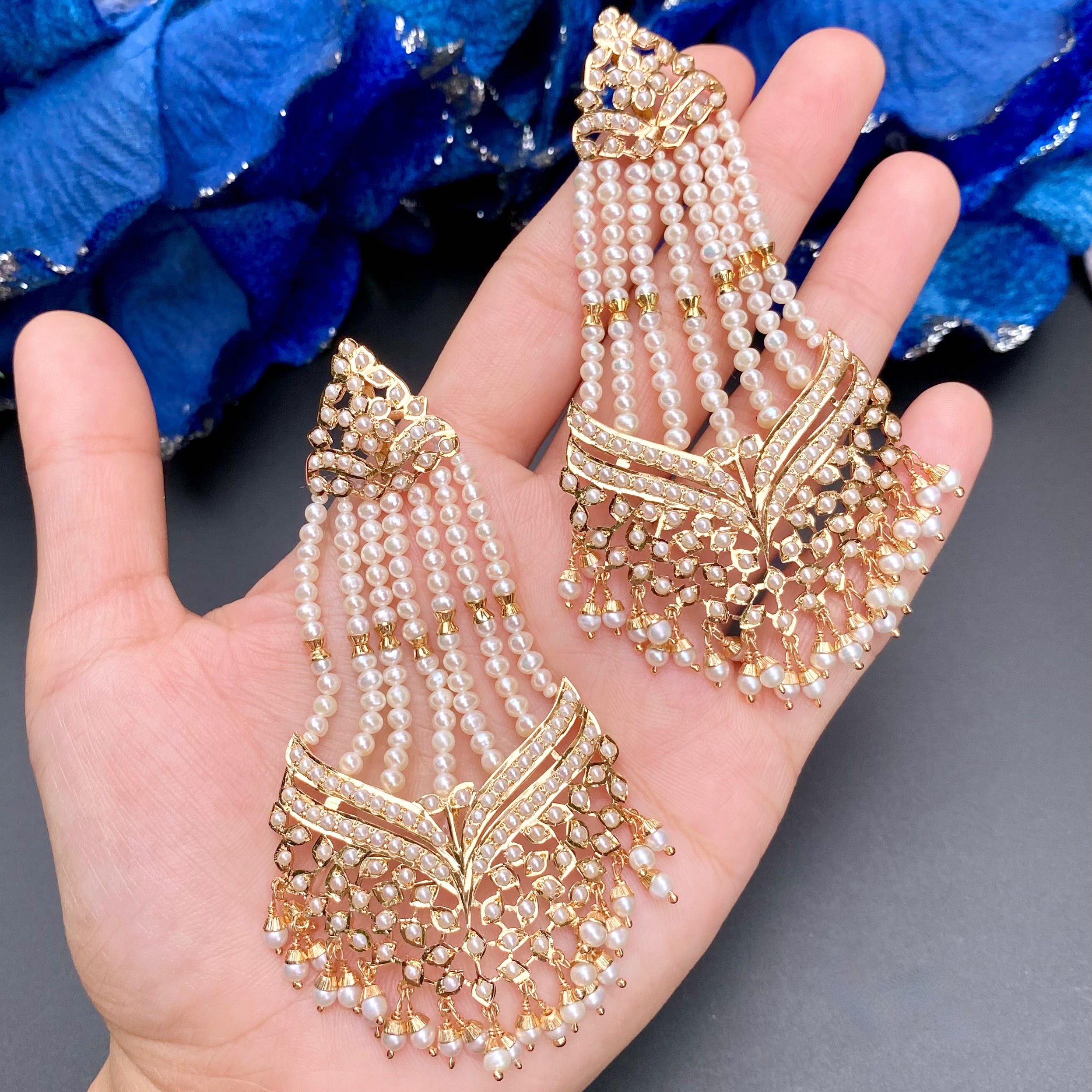 Classic Jhummer Style Pearl Earrings | Gold Plated Traditional Indian Earrings ER 593
