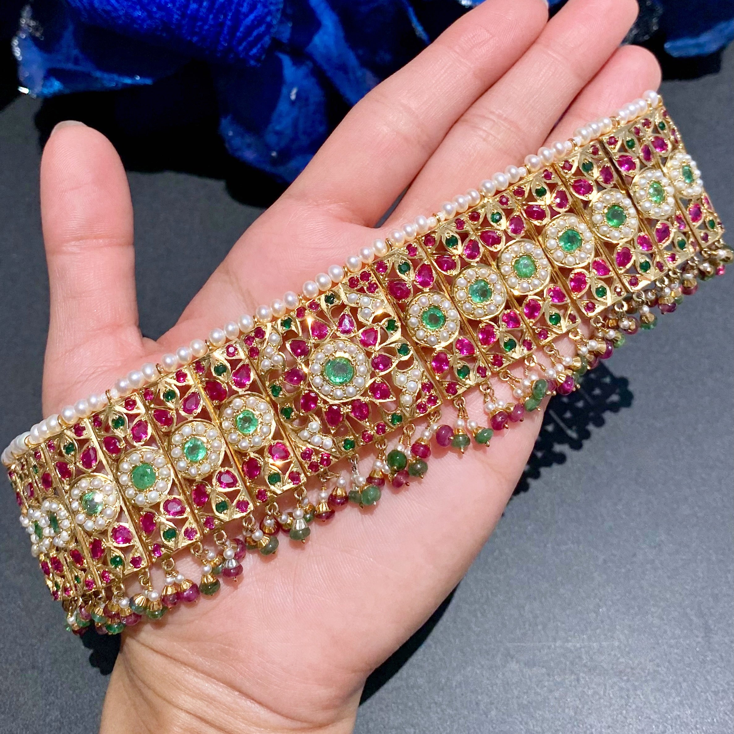 Bridal Jadau Choker Set | Gold Plated on Silver | Classic Indian Jewelry NS 413