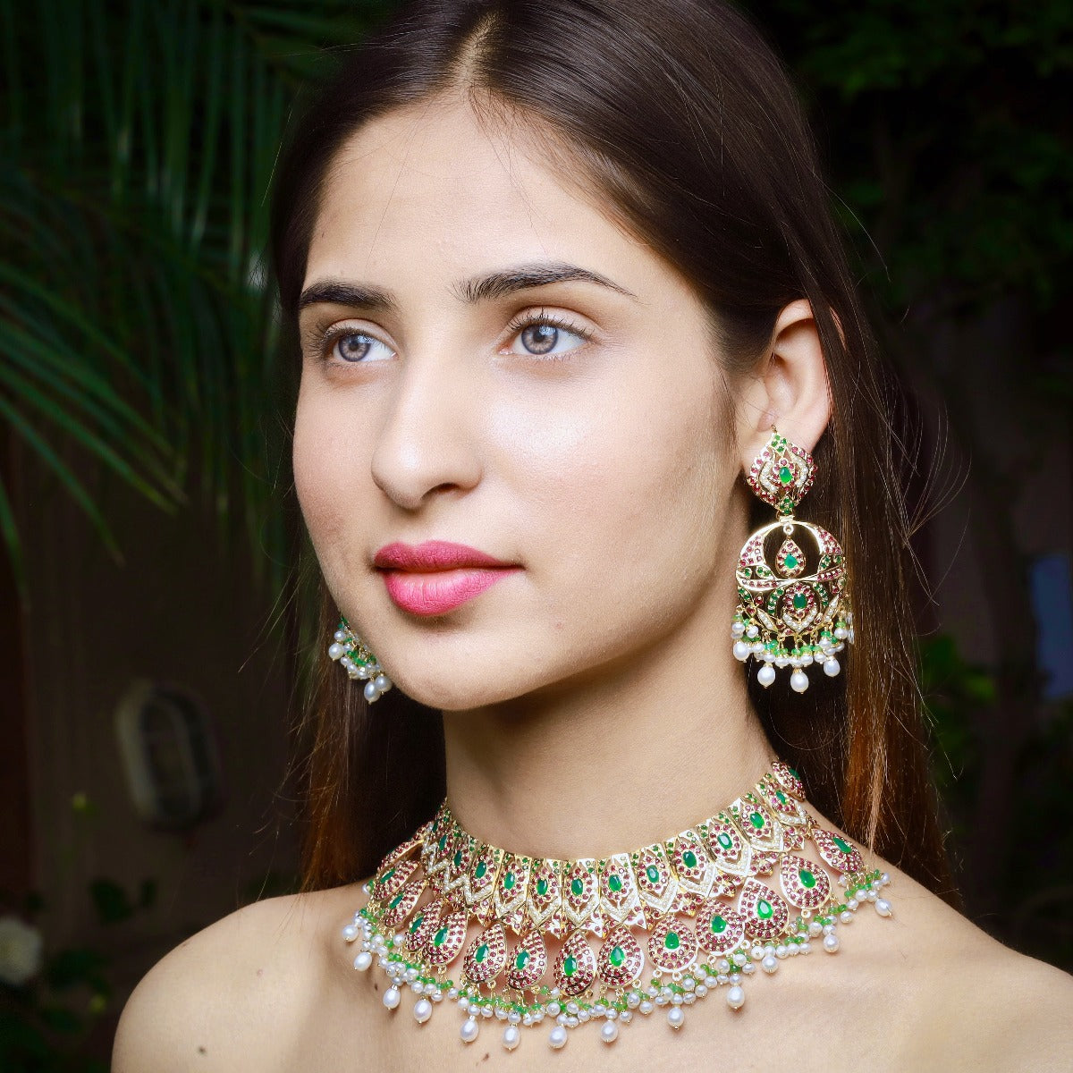 jadau set with chandbalis international wedding