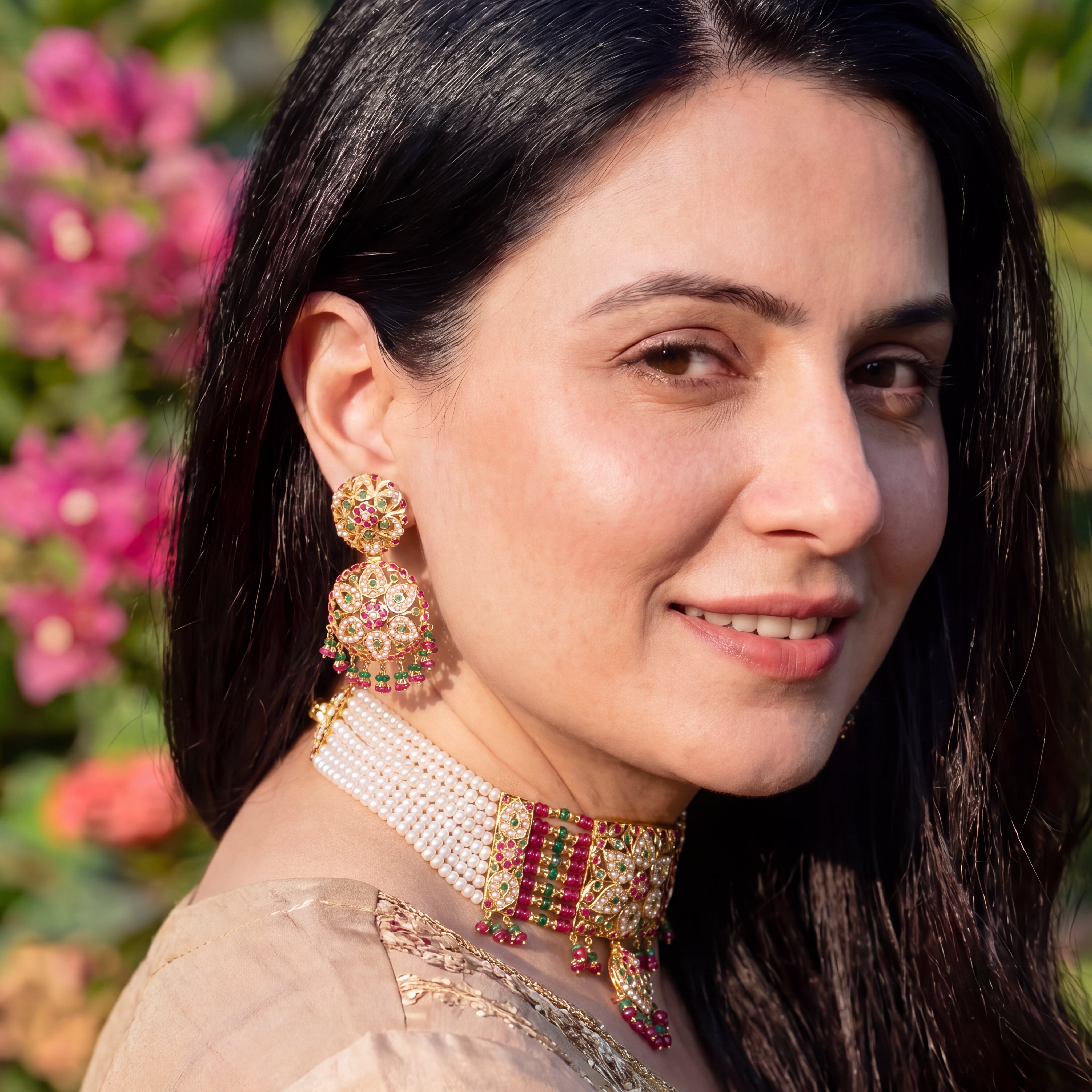 Traditional & Classy Multicolored Choker Set for Party Wear in 22 carat Gold GNS 197