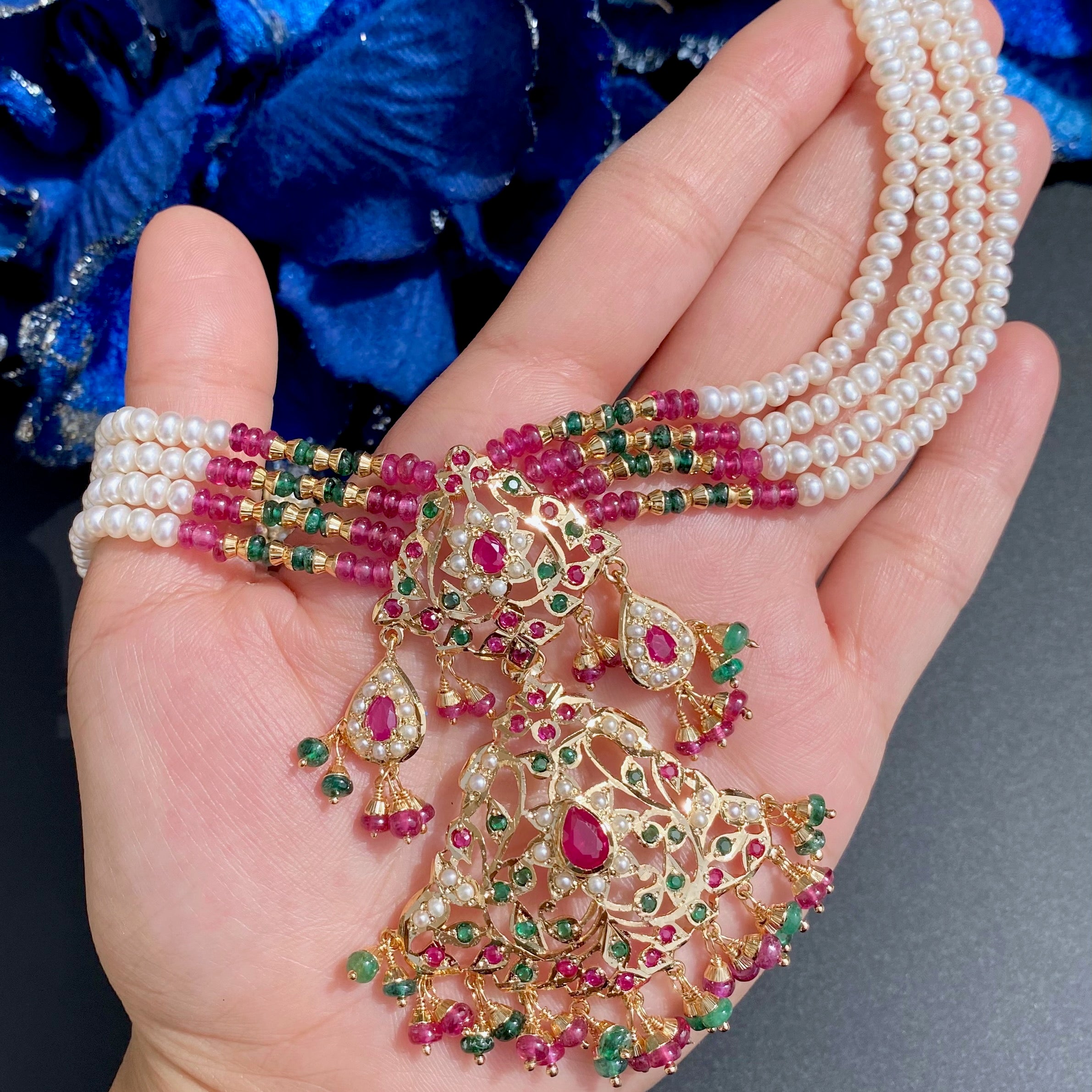 Fine Jadau Choker Set | Gold Plated on Silver | Custom Made Indian Jewelry Online