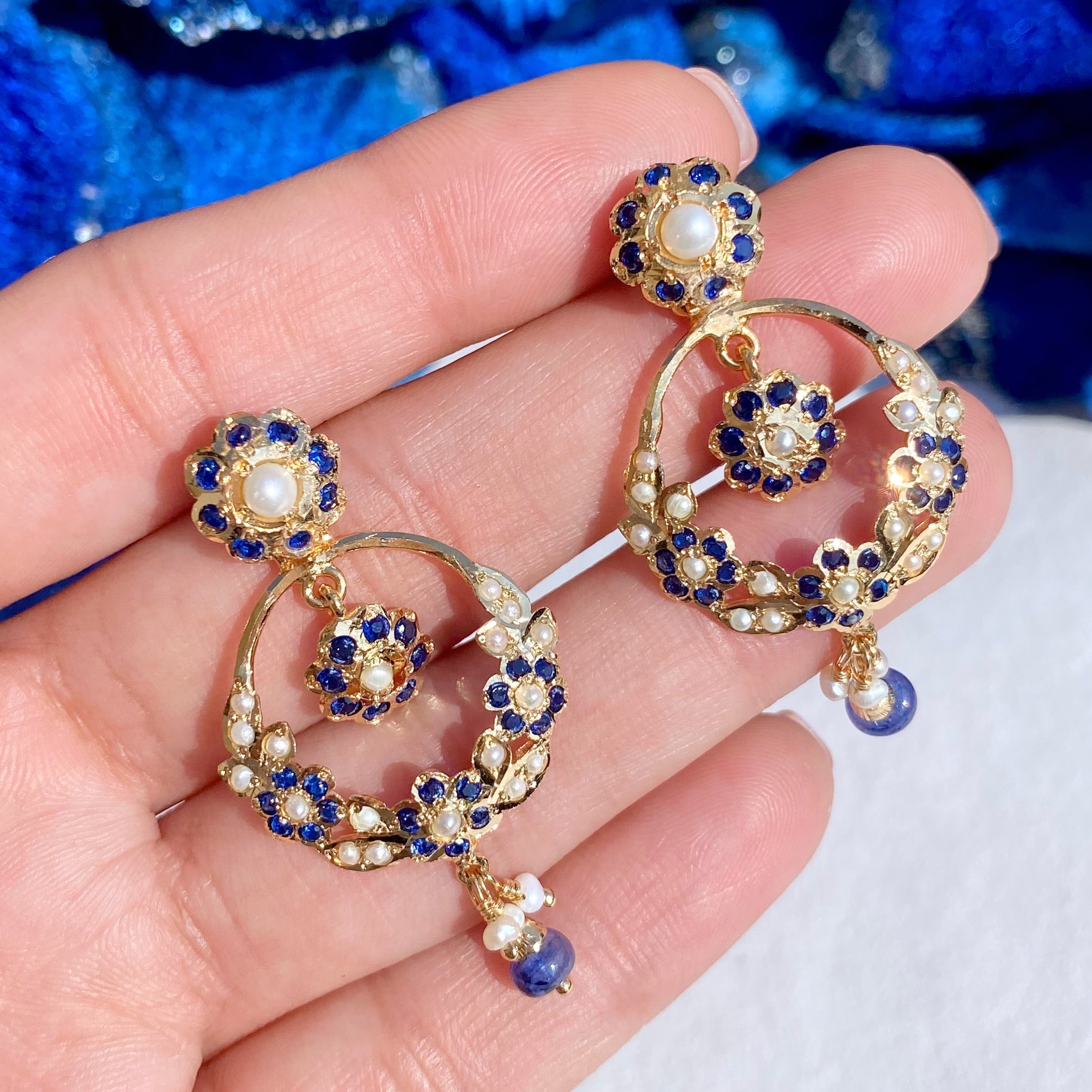 Small Jadau Earrings | 925 Silver Gold Plated | Chandbali Design ER 495