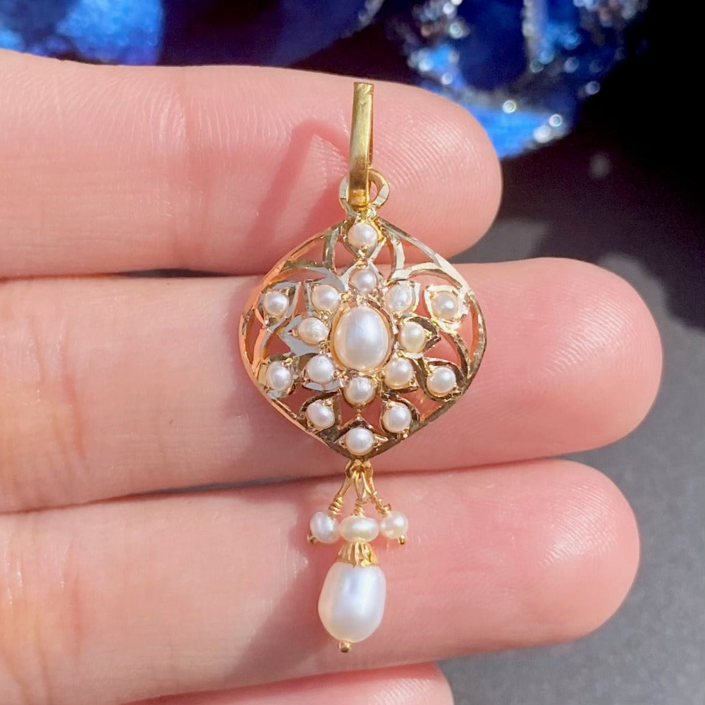 elegant pearl pendant in 22k gold gp 013