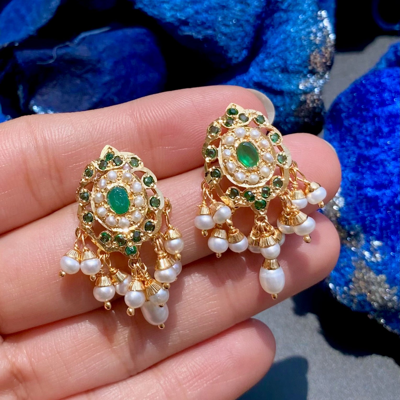 Emerald Green Choker Set | Gold Plated on Silver | Necklace Set for Destination Weddings NS 388