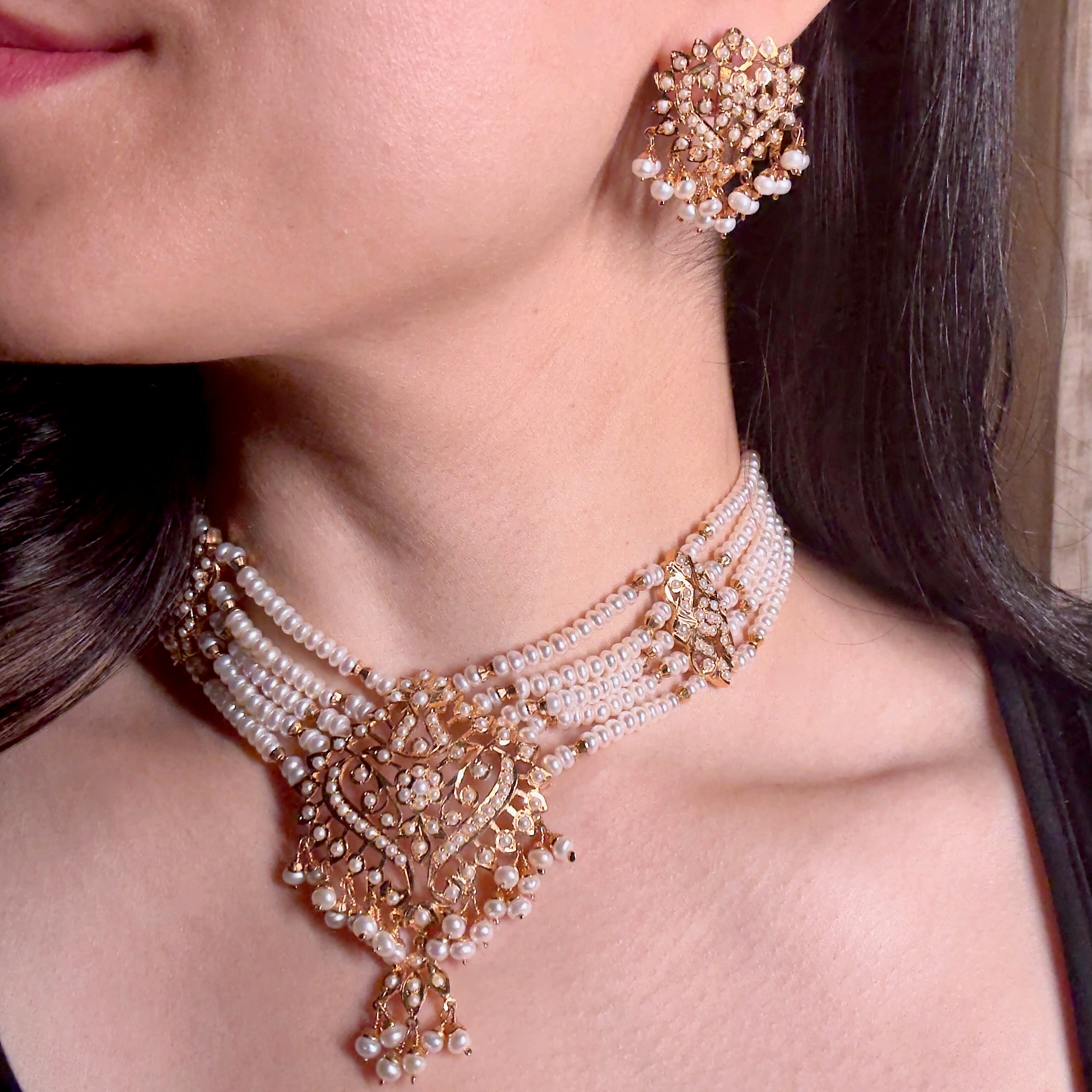 Traditional Pearl Choker | Ethnic Timeless Jadau Jewelry Design NS 412