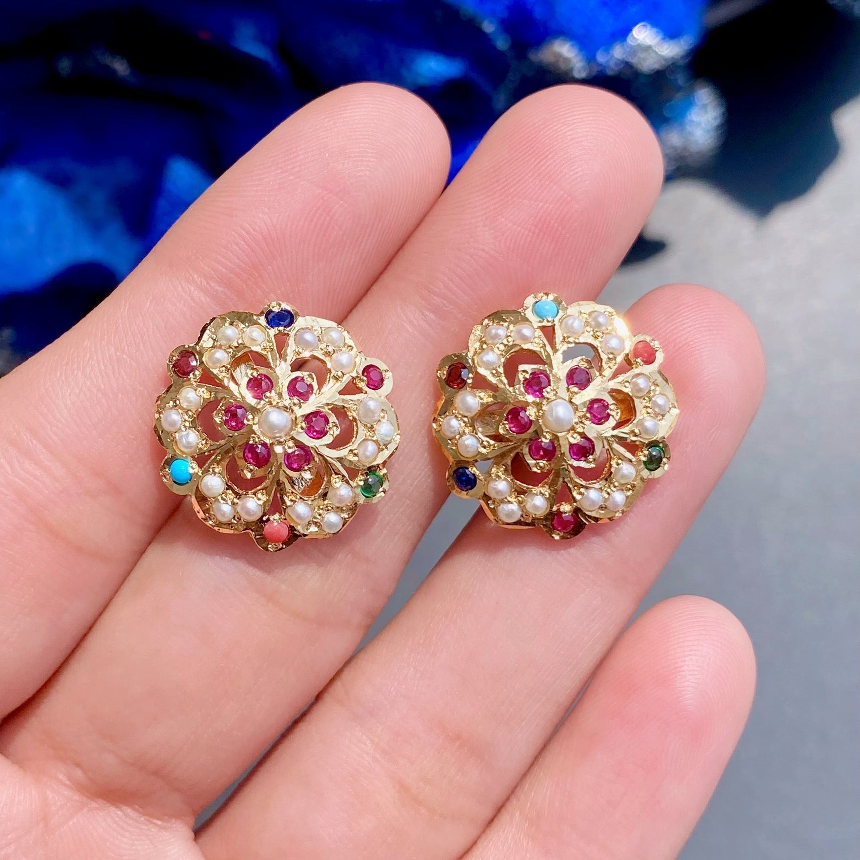 fine navratna stud earrings