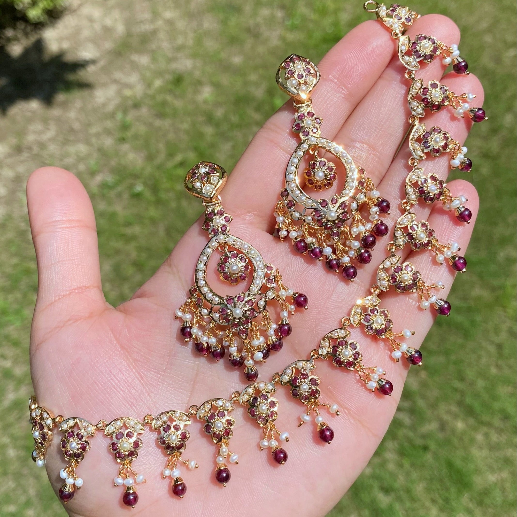 garnet necklace set