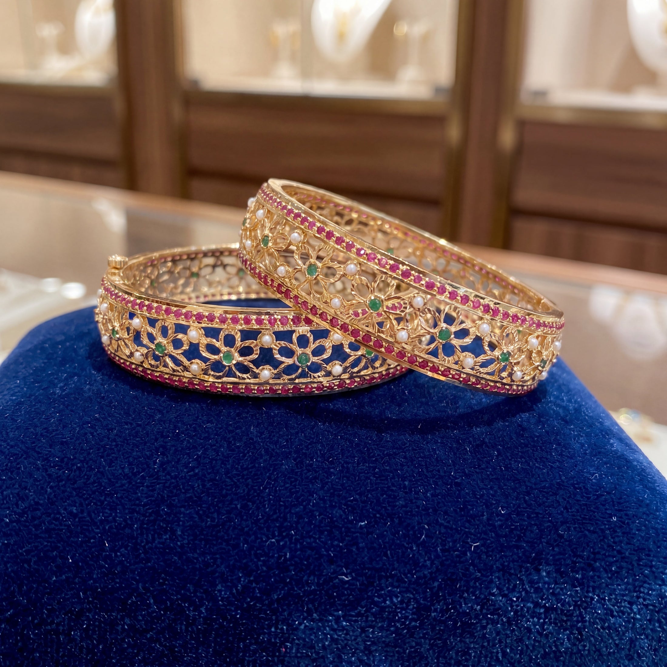 Gold Plated Women's Bangles | Contemporary Jadau Design BG 103