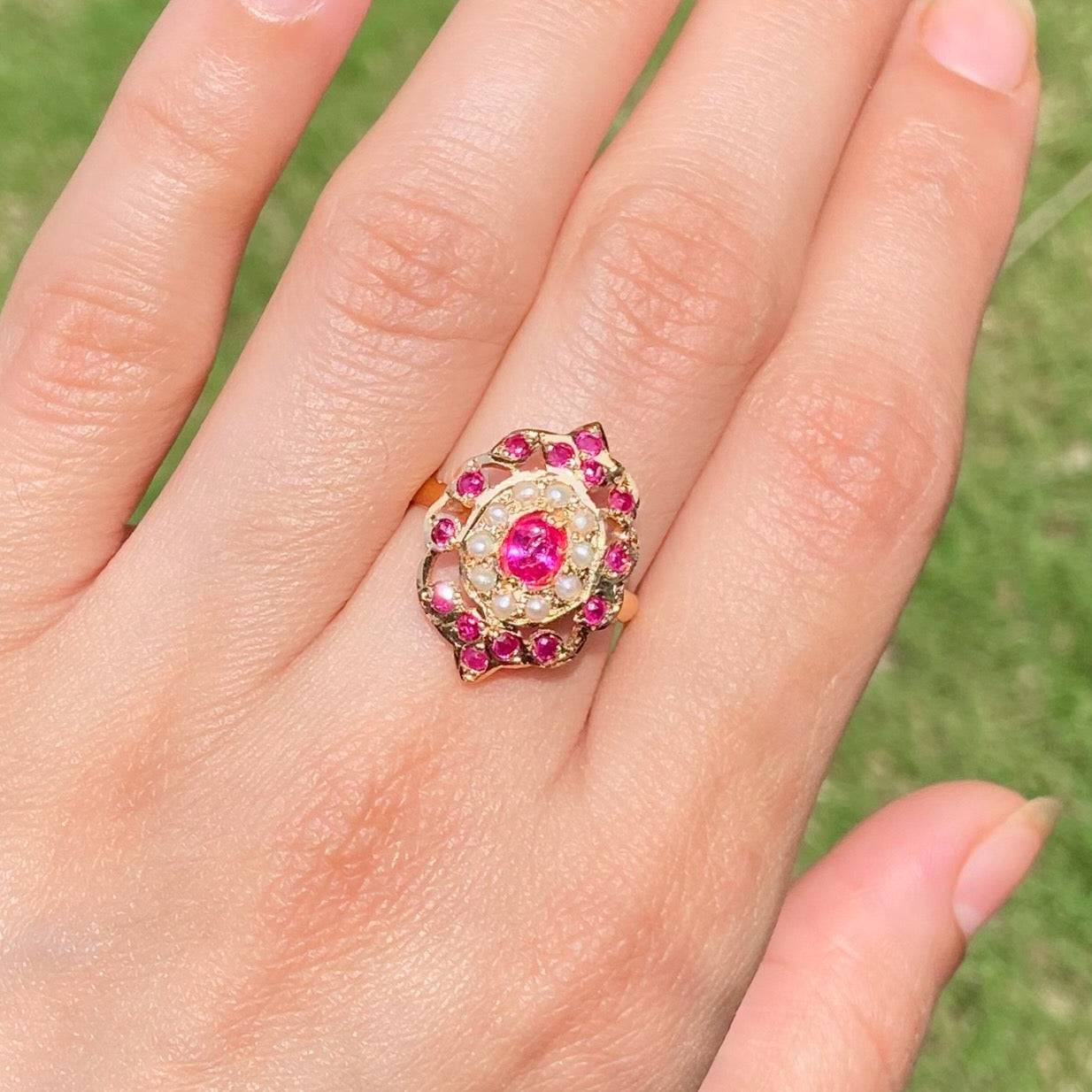 Dainty 22k Gold Plated Ring | Ruby Ring for Women | Pure 925 Silver Jewelry Gifts LR 036