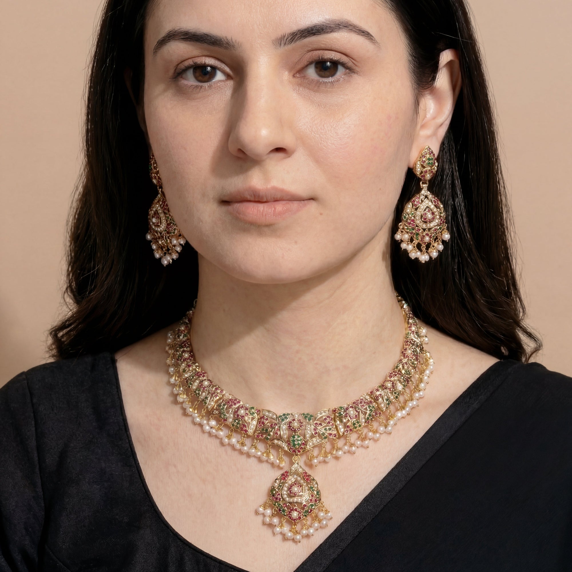 Classic Indian Necklace Set | Traditional Jadau Jewellery | NS 313