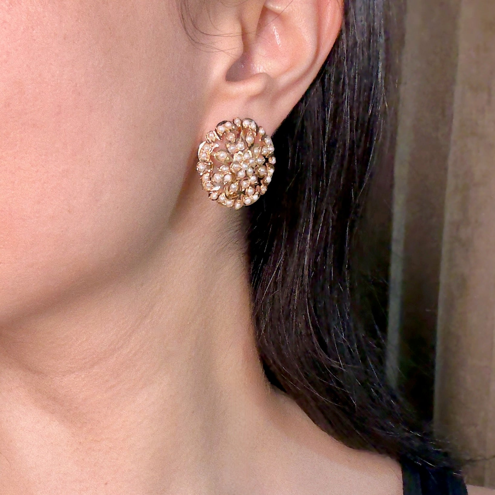 Sober and Sophisticated Pearl Stud Earrings | Gold Plated Silver | Classic Amritsari Jadau Art ER 575