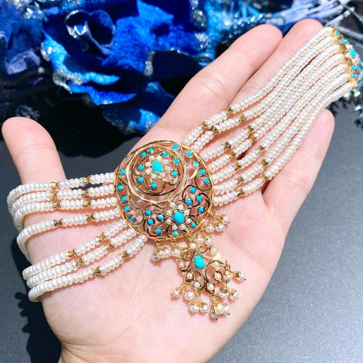 kashmiri choker set in silver for Destination Wedding