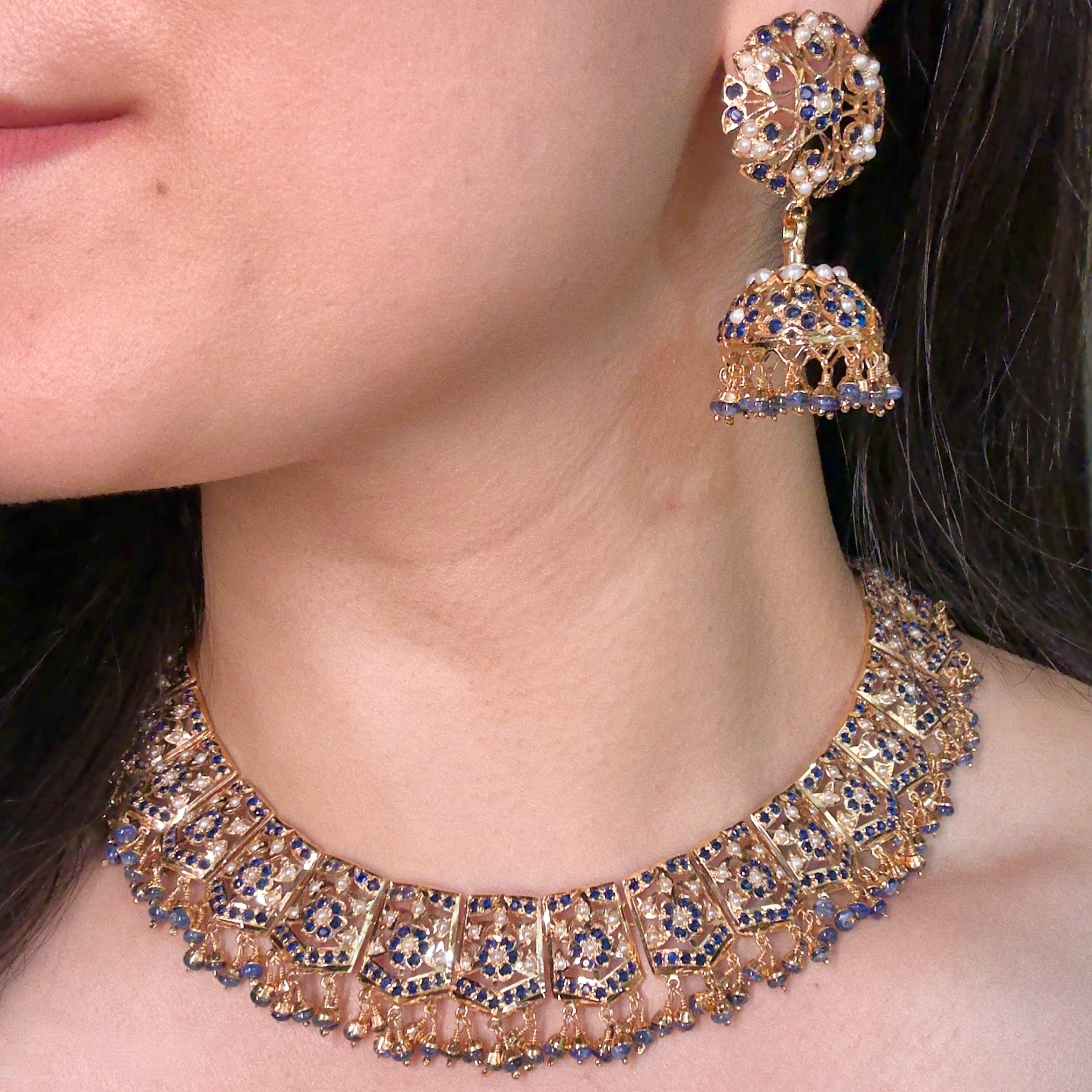 Timeless Jadau Necklace Set | Sober Indian Jewelry Online | Gold Plated on Silver