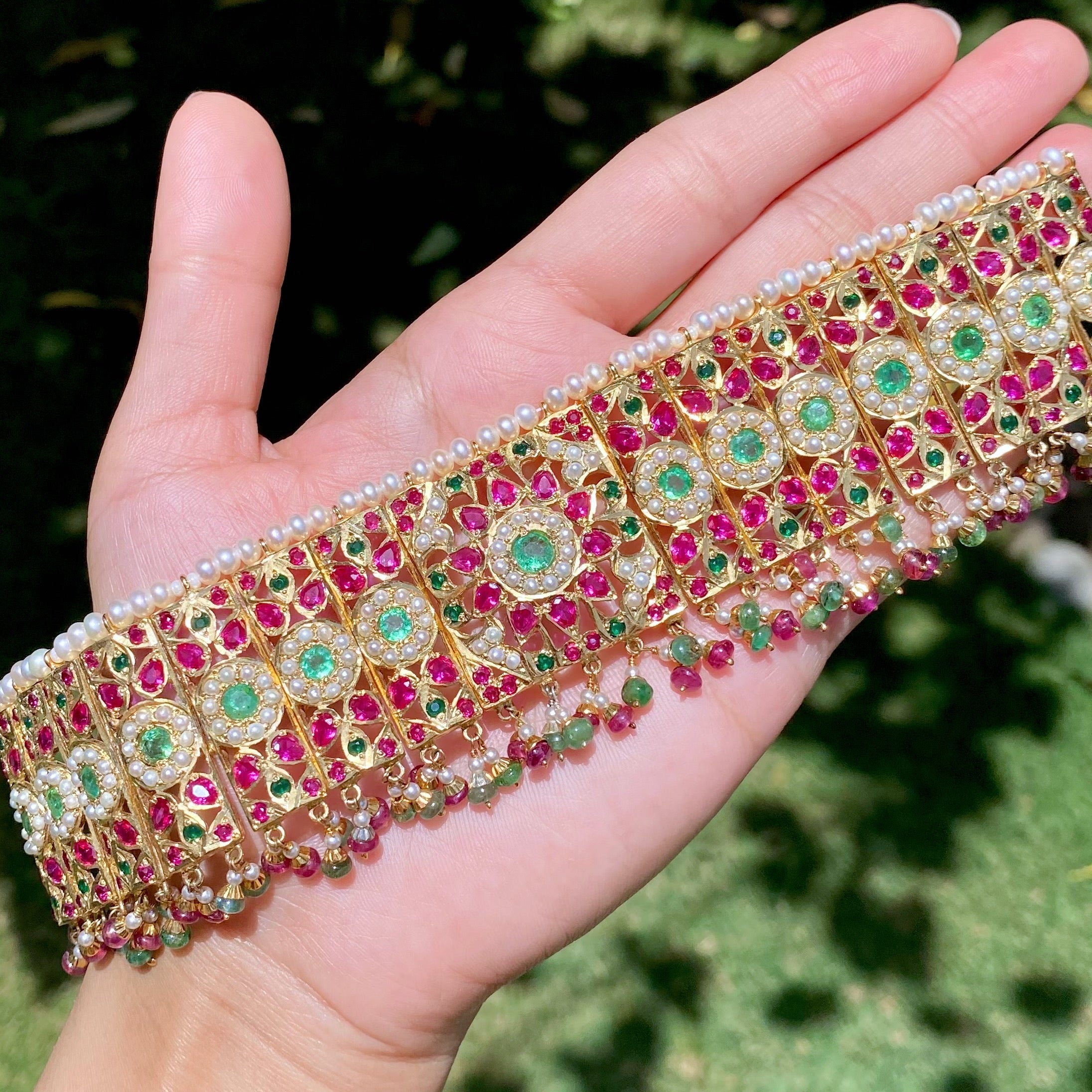 Bridal Jadau Choker Set | Gold Plated on Silver | Classic Indian Jewelry NS 413