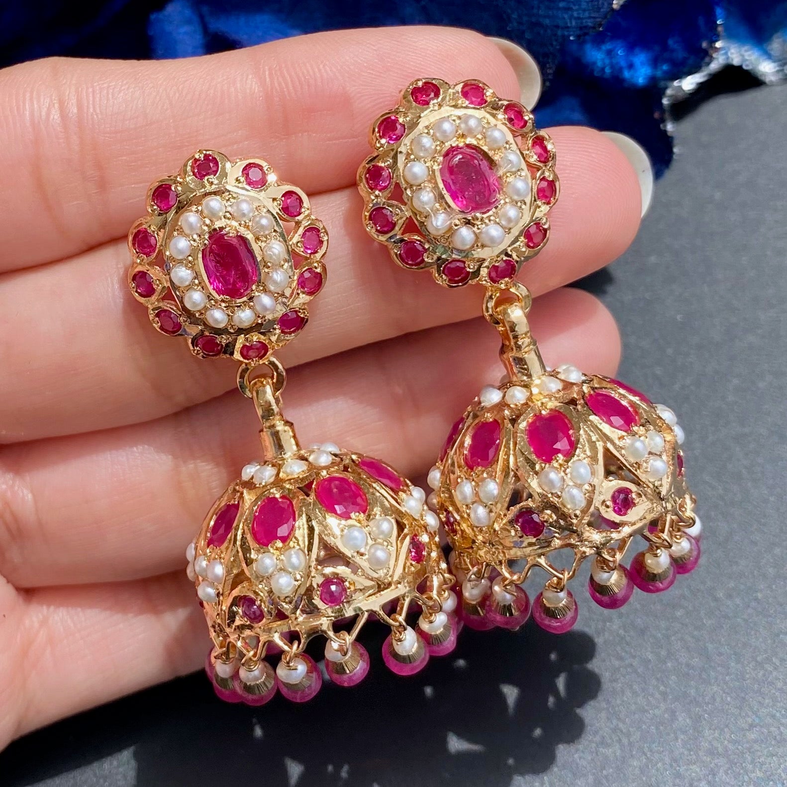 Sophisticated Jadau Necklace with Jhumka Earrings | Gold Plated on Silver